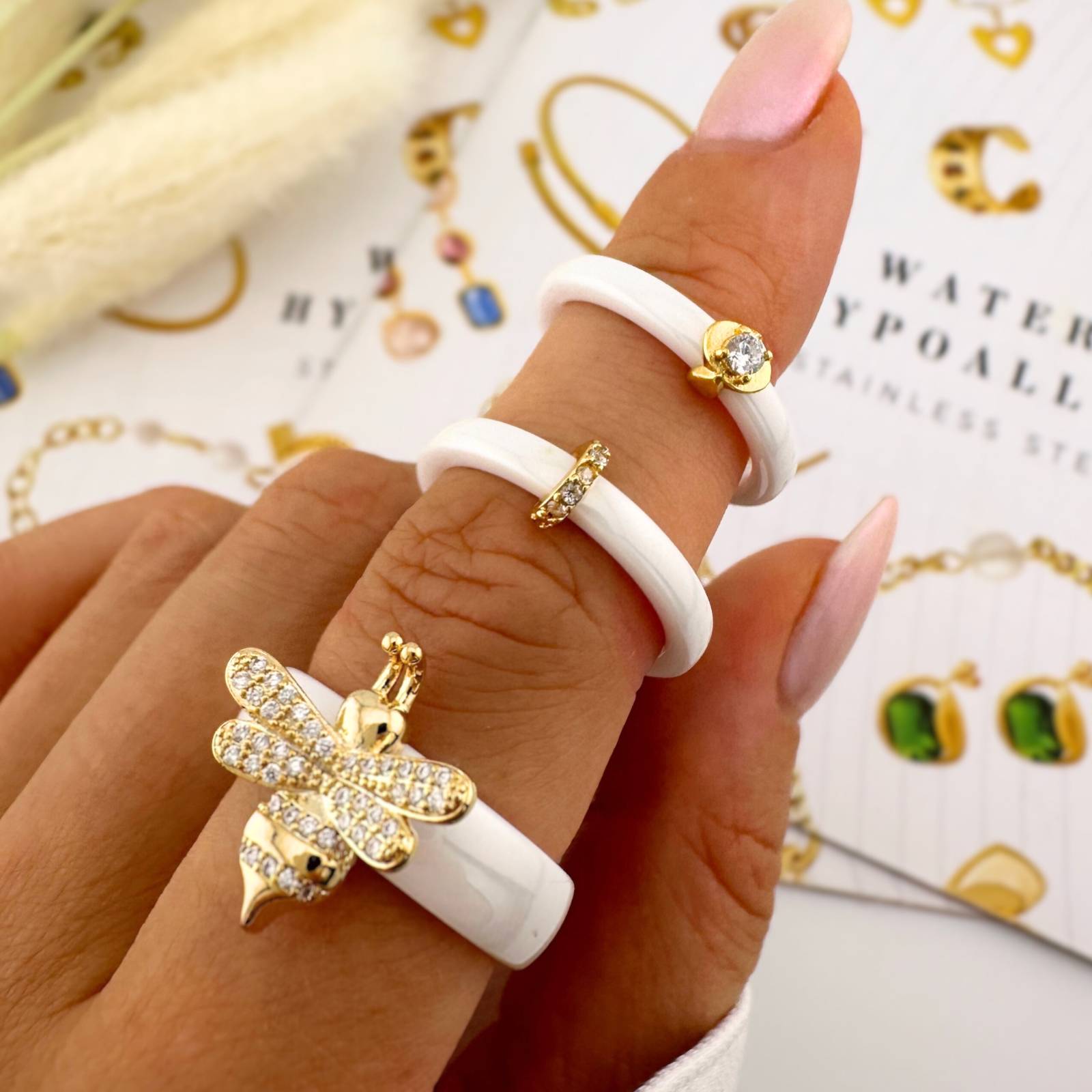 Ring, 18K Gold Plated Steel