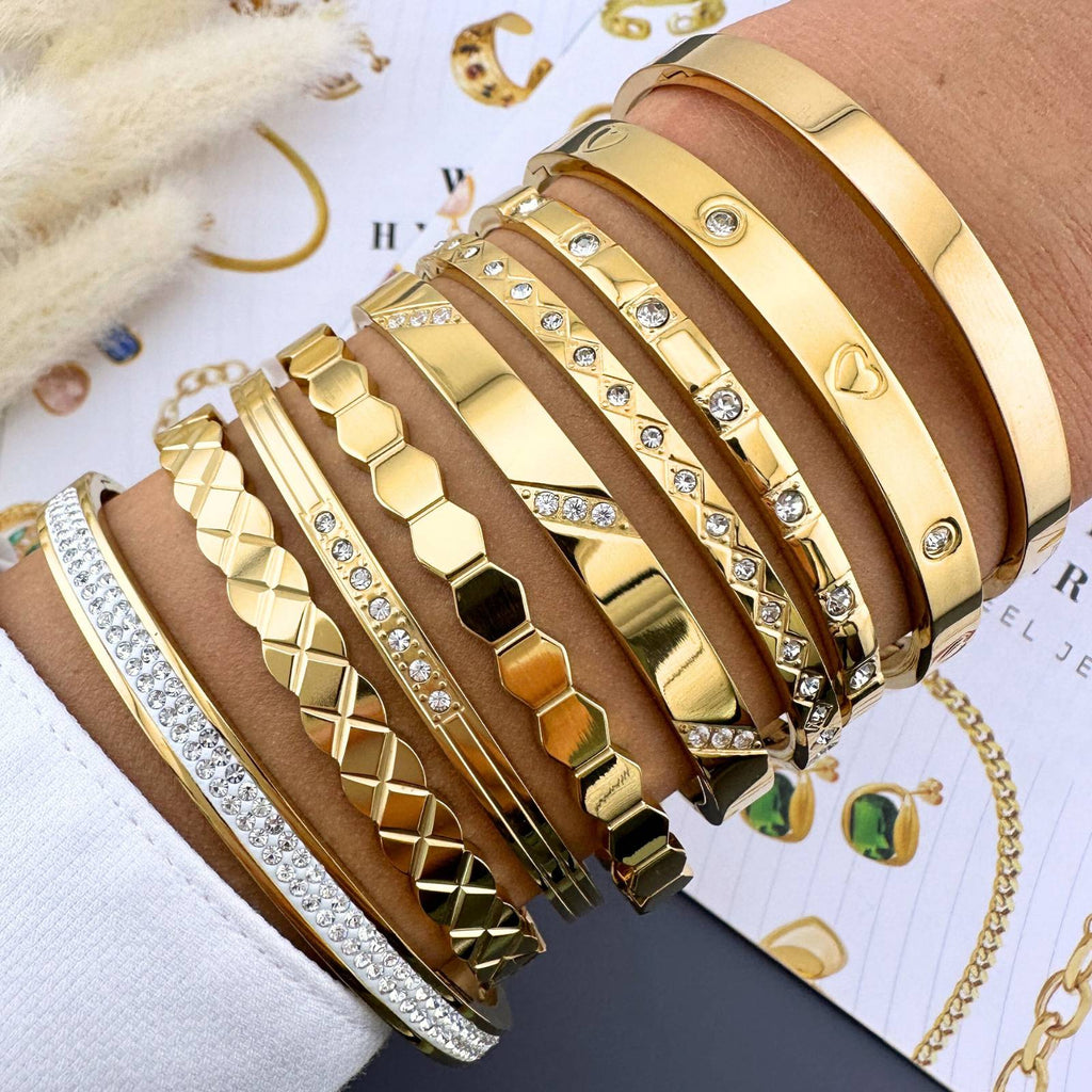 Hearts Bracelet, 18K Gold Plated Steel