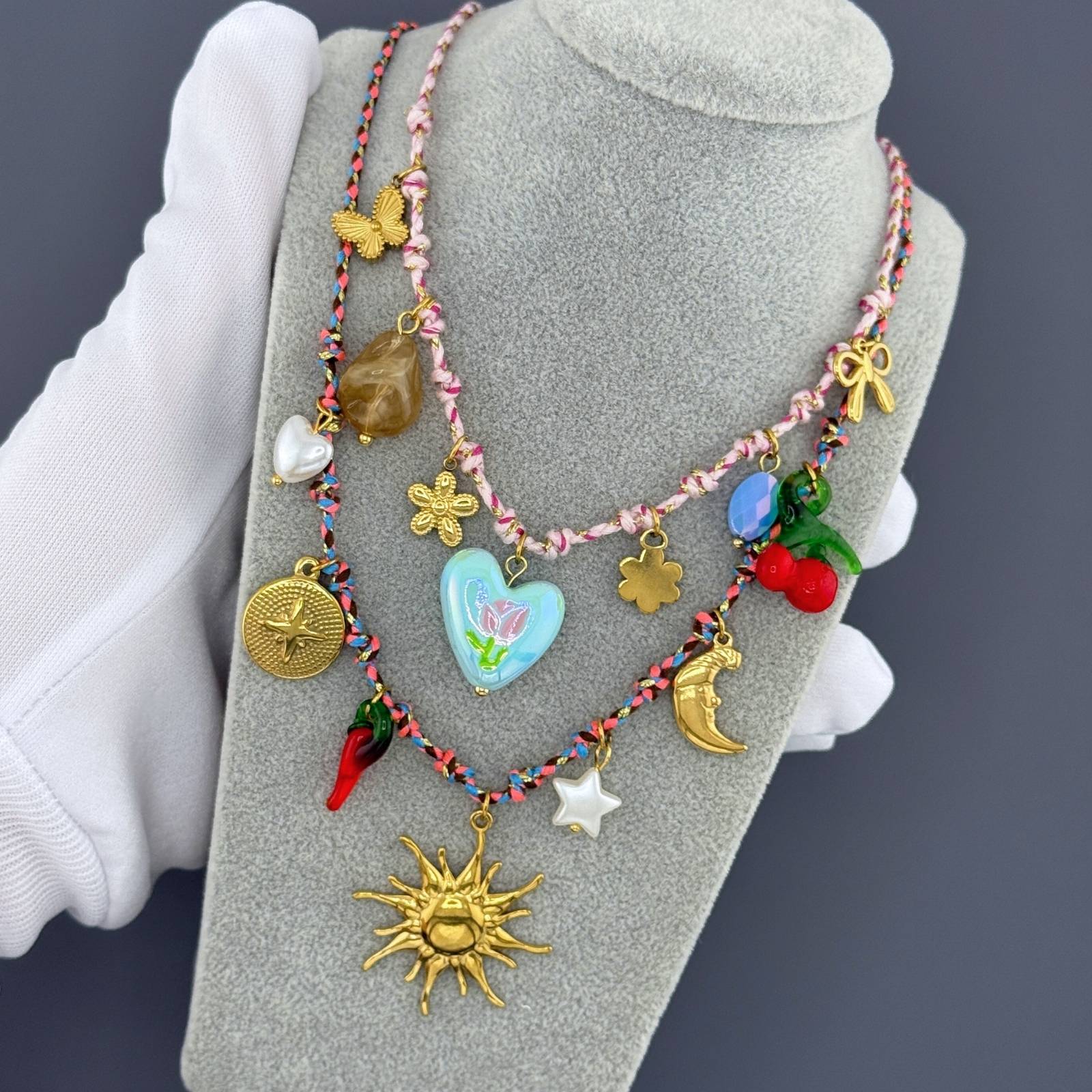 Sun Necklace, 18K Gold Plated Steel