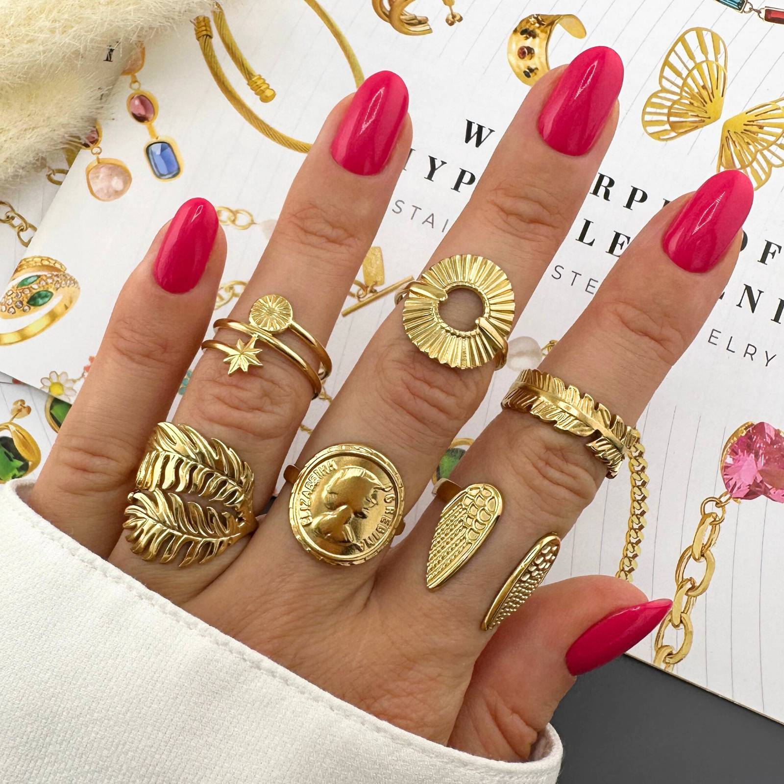 Leaf Ring, 18K Gold Plated Steel