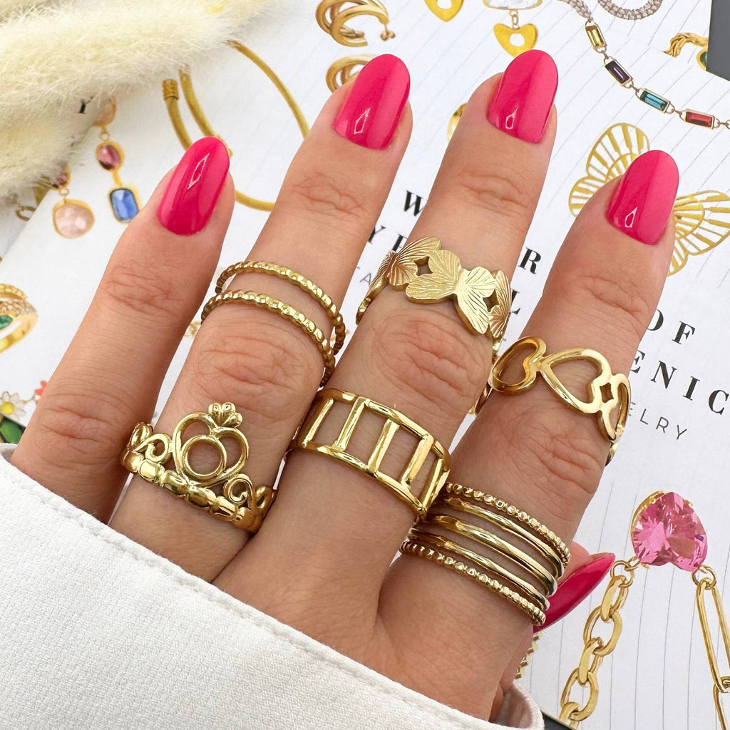 Ring, 18K Gold Plated Steel