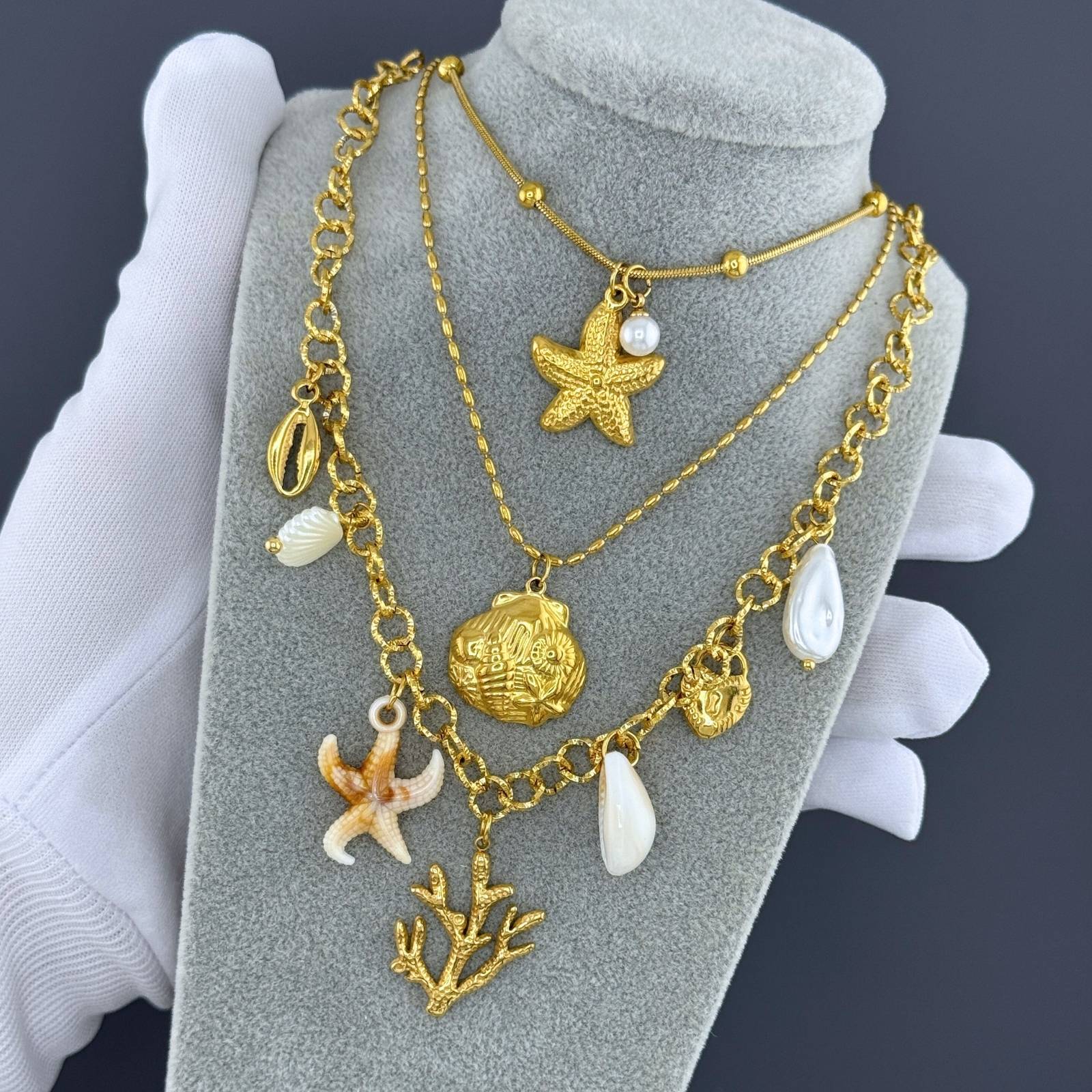 Necklace, 18K Gold Plated Steel