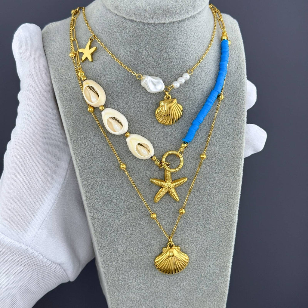 Seashell Necklace, 18K Gold Plated Steel