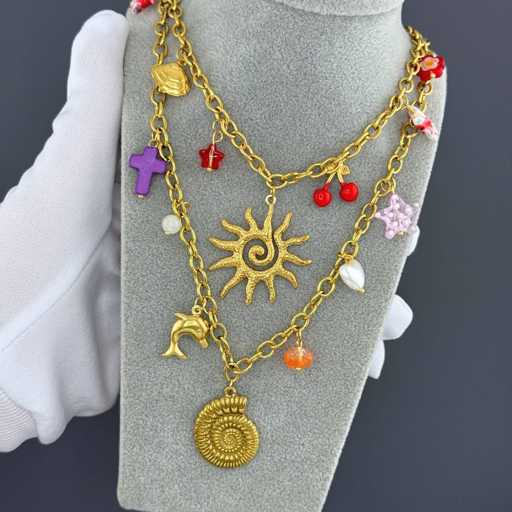 Seashell Necklace, 18K Gold Plated Steel