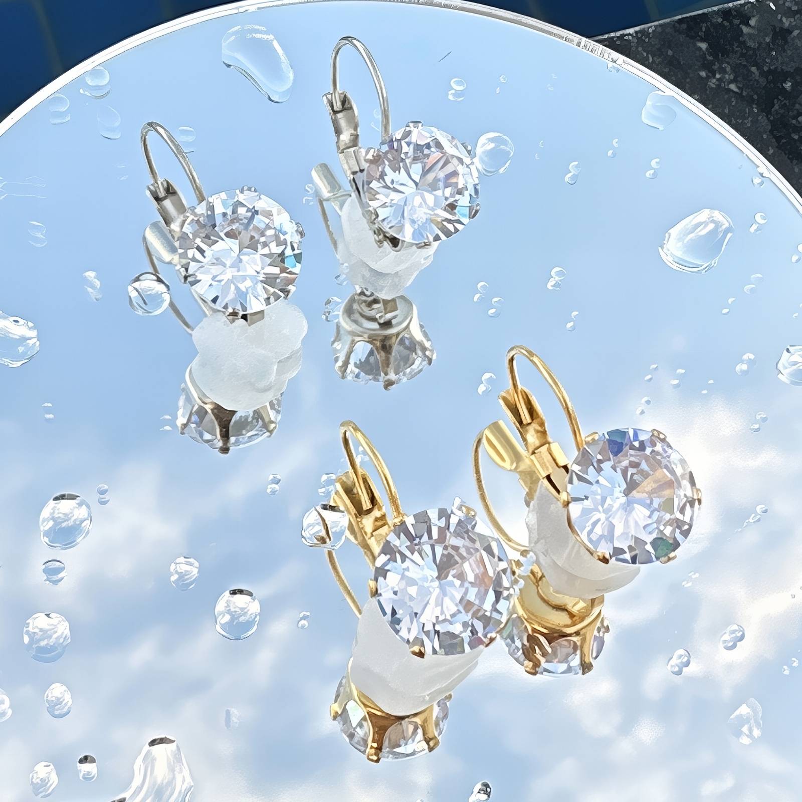 Earrings, 18K Gold Plated Steel
