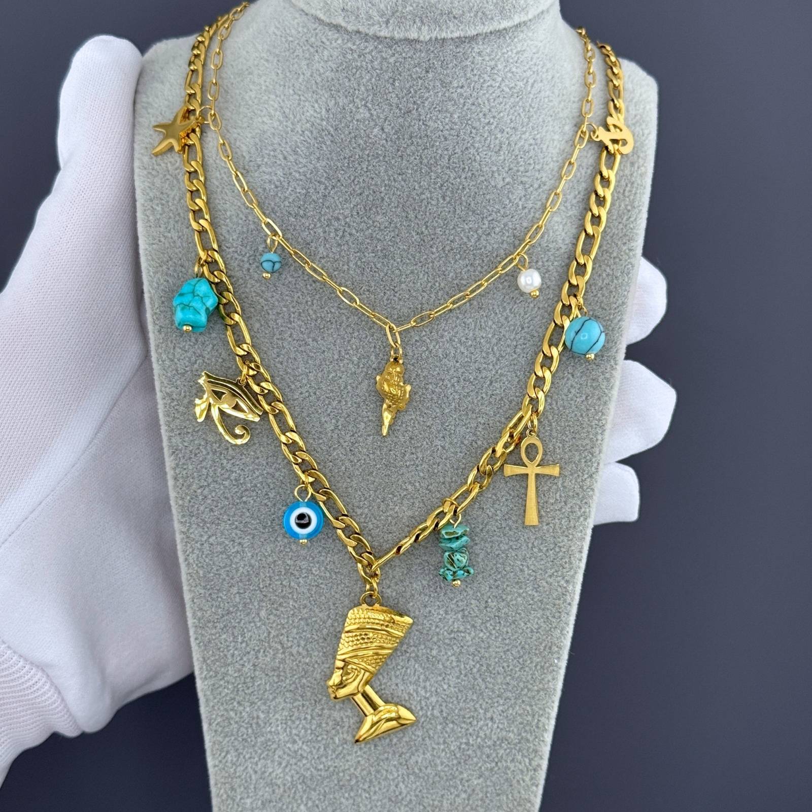 Seashell Necklace, 18K Gold Plated Steel