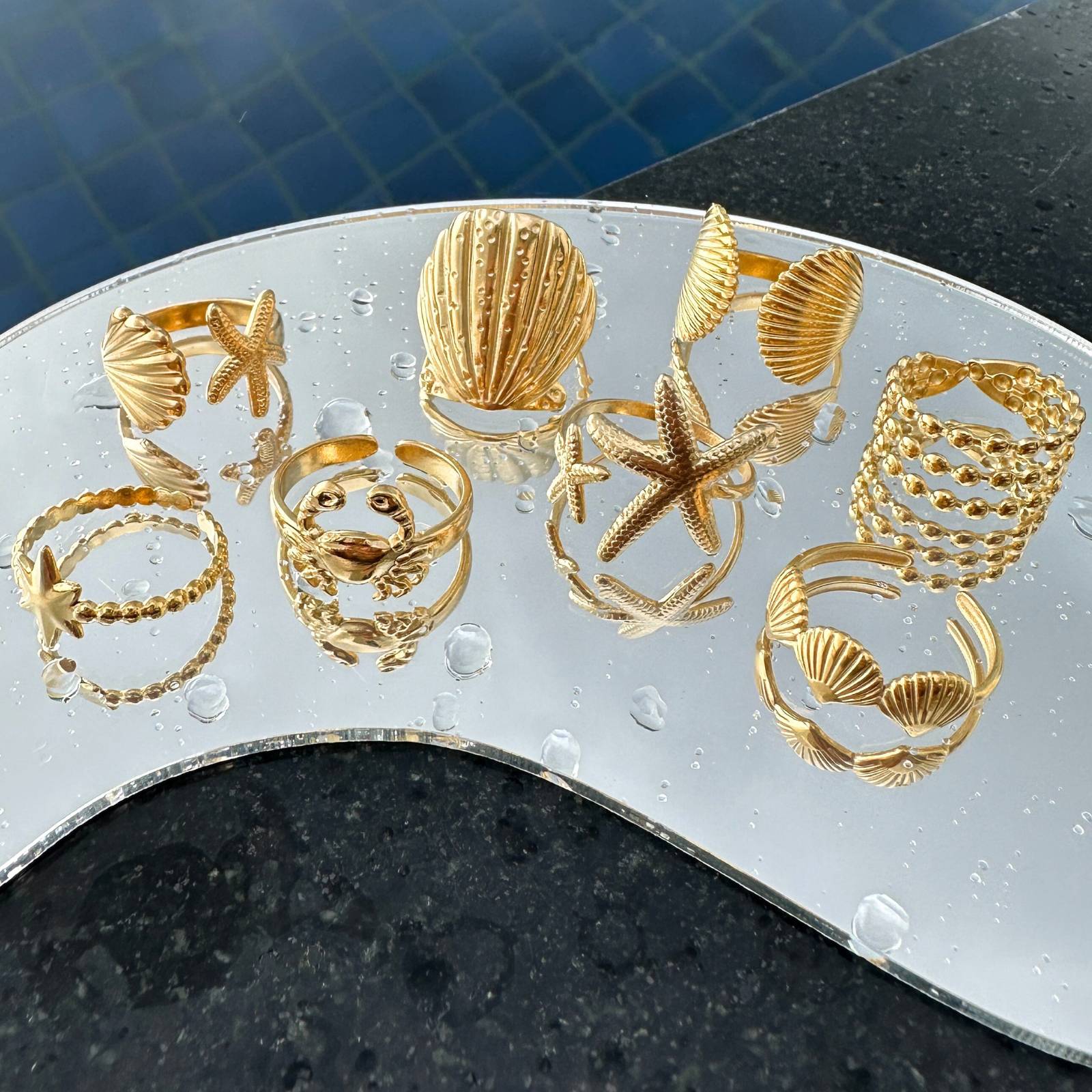 Seashell Ring, 18K Gold Plated Steel