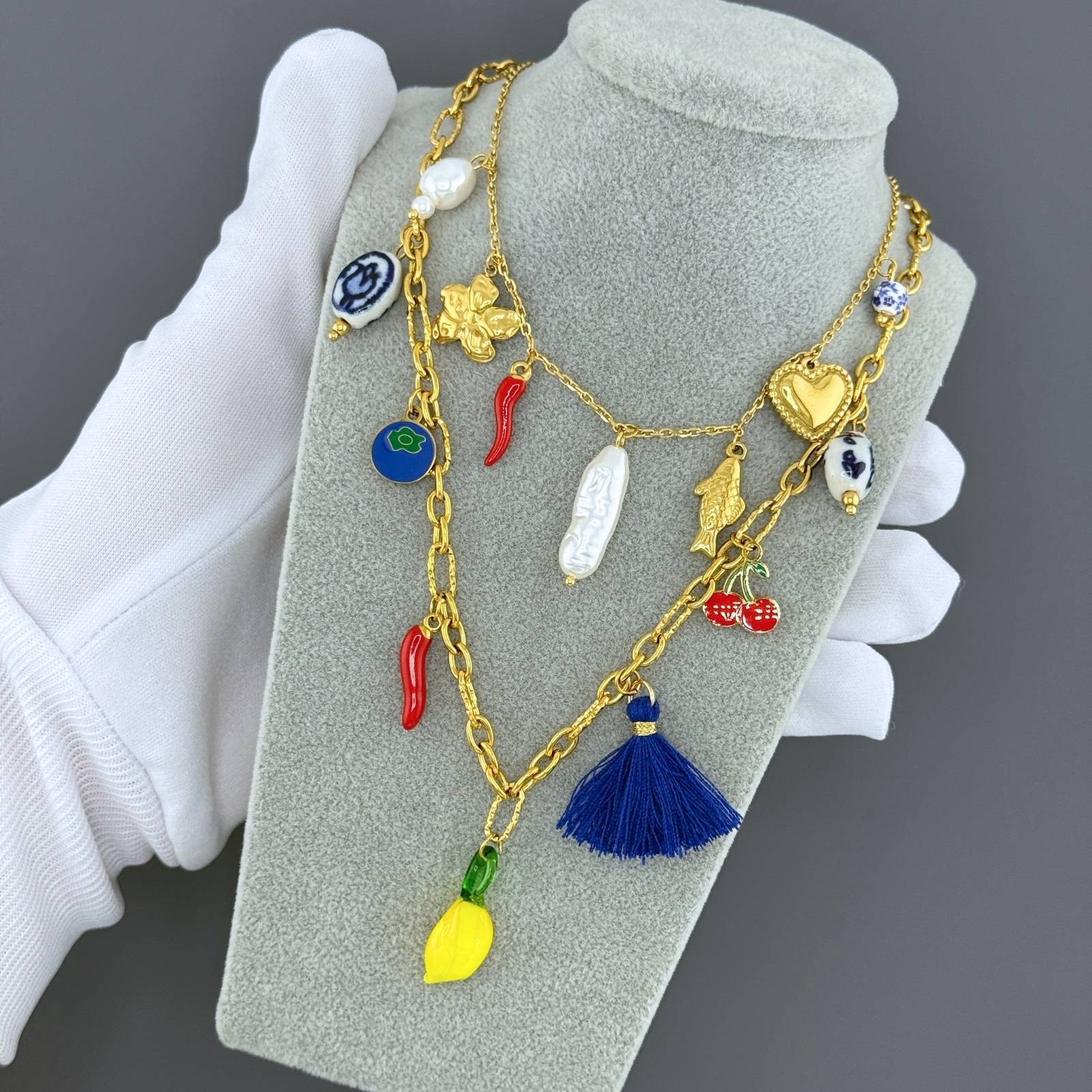 Banana Necklace, 18K Gold Plated Steel