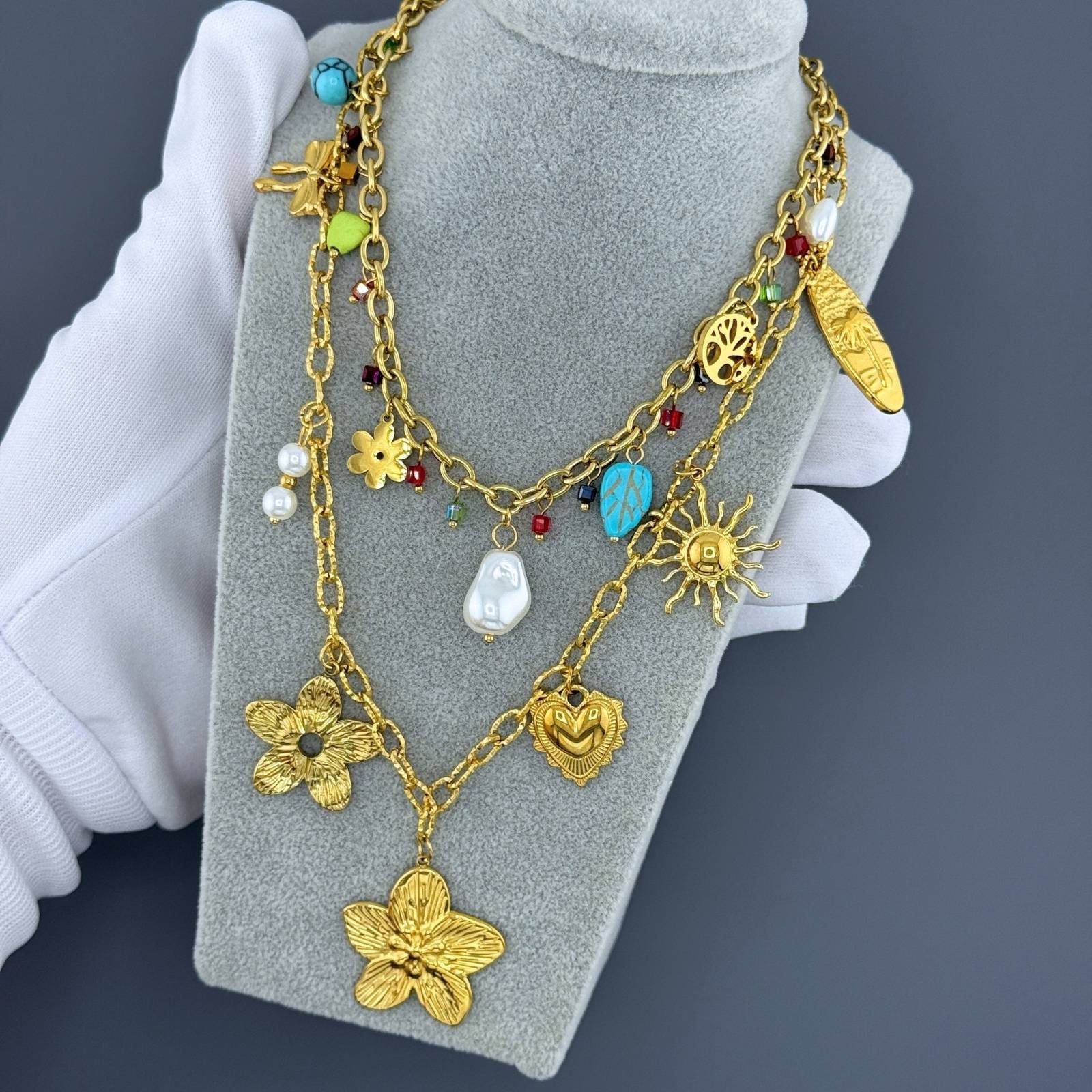 Necklace, 18K Gold Plated Steel