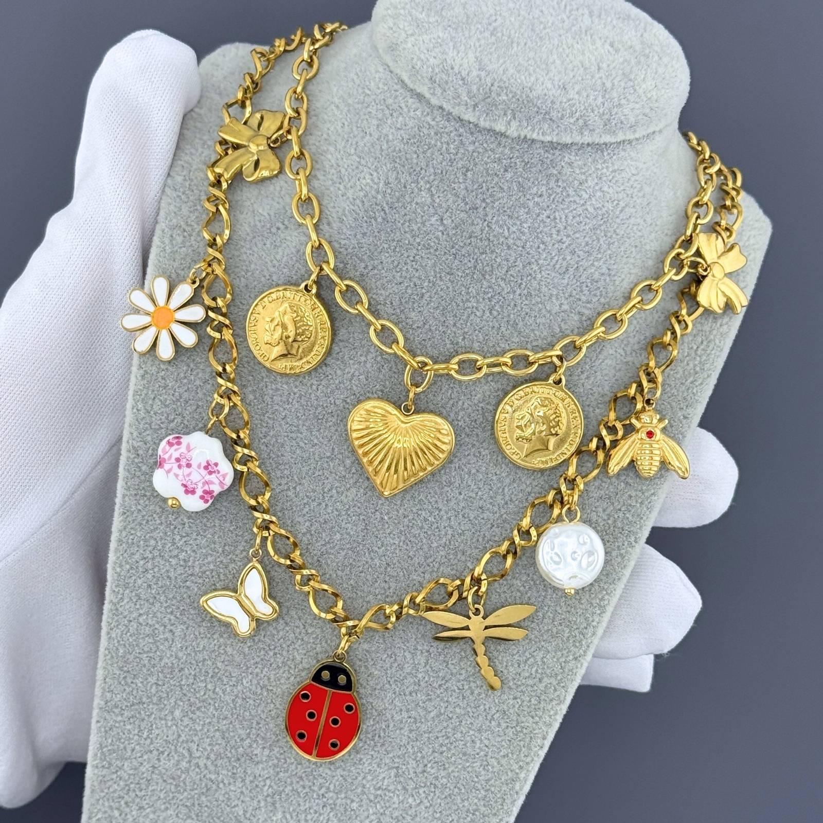 Heart Necklace, 18K Gold Plated Steel