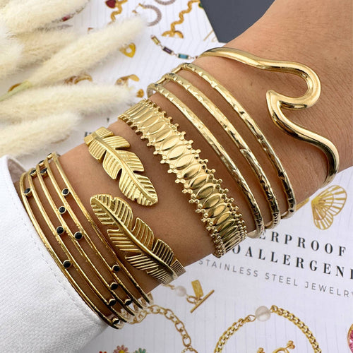 Bracelet, 18K Gold Plated Steel