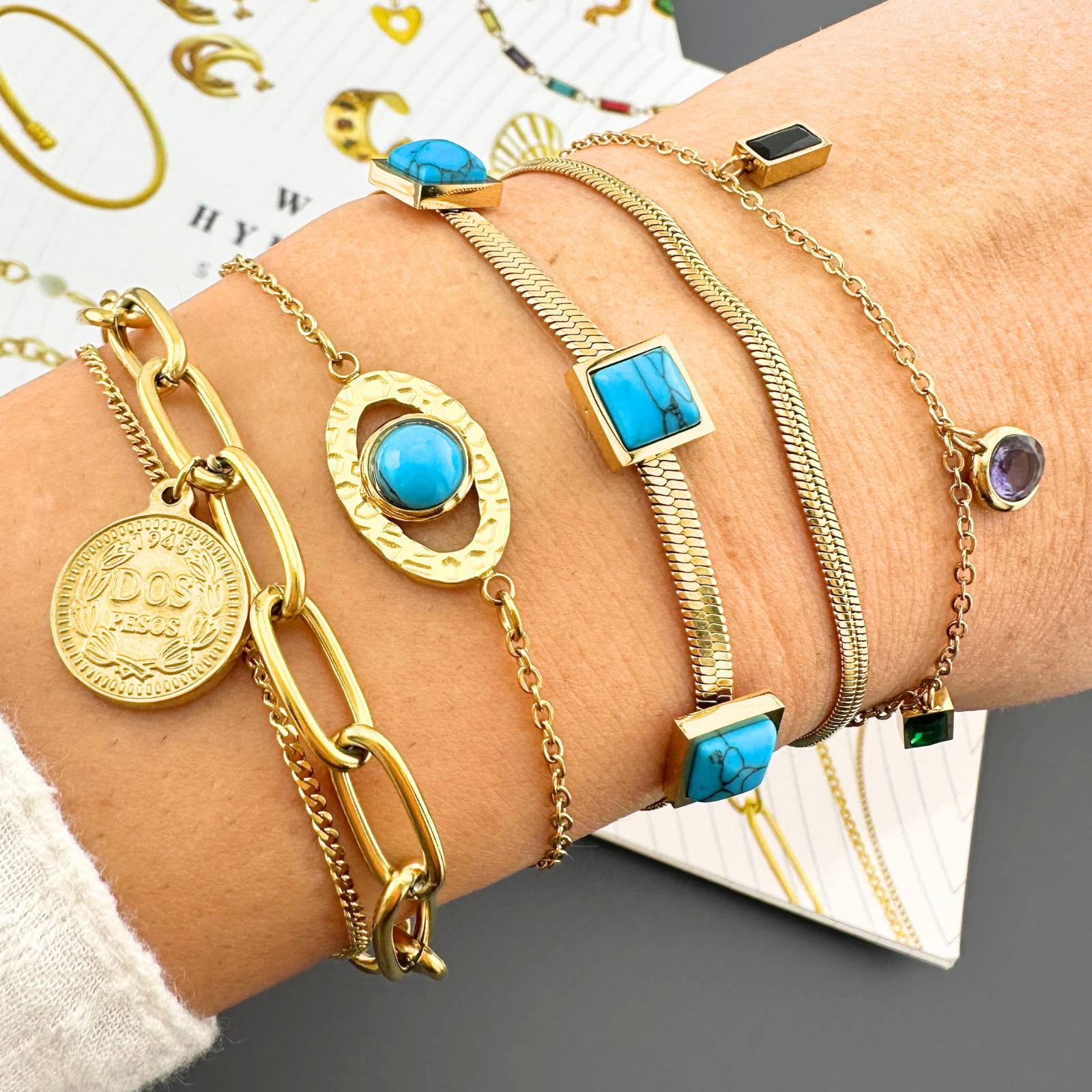 Bracelet, 18K Gold Plated Steel