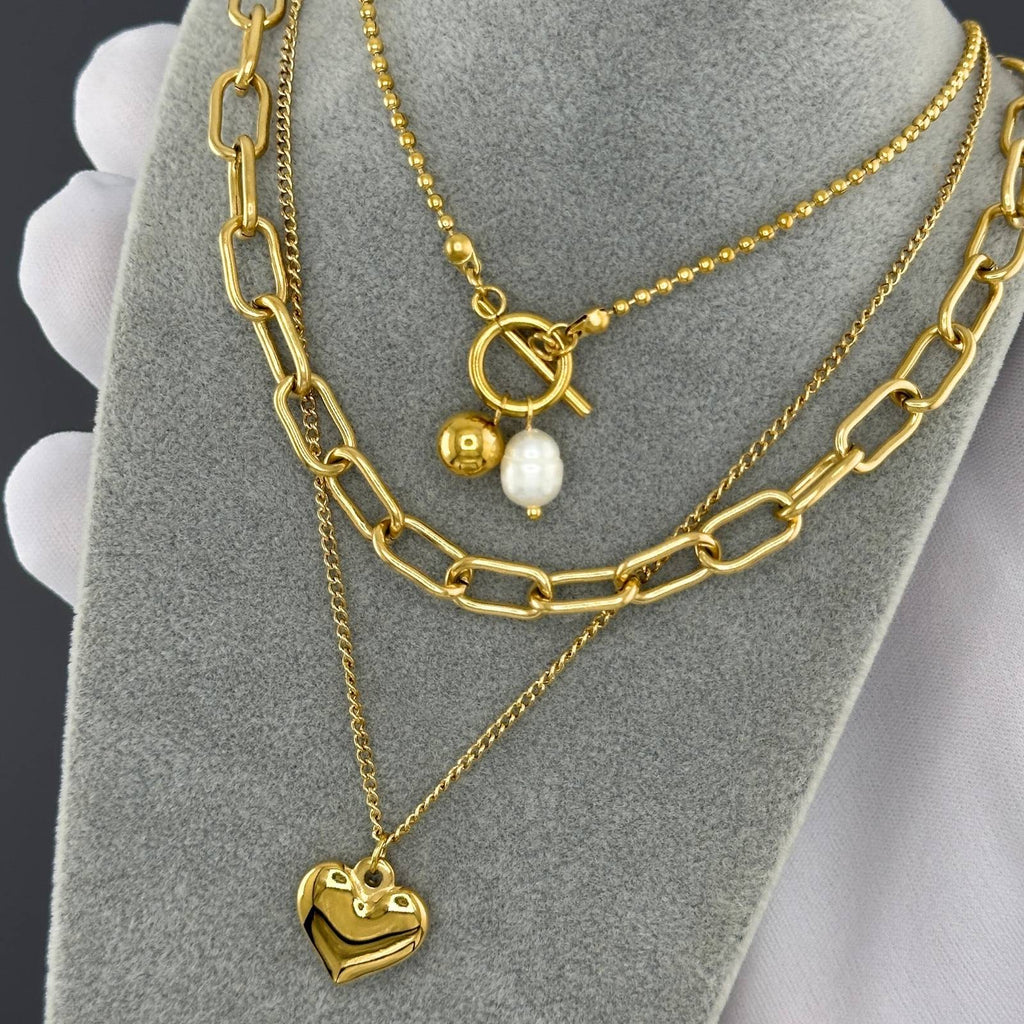 Necklace, 18K Gold Plated Steel