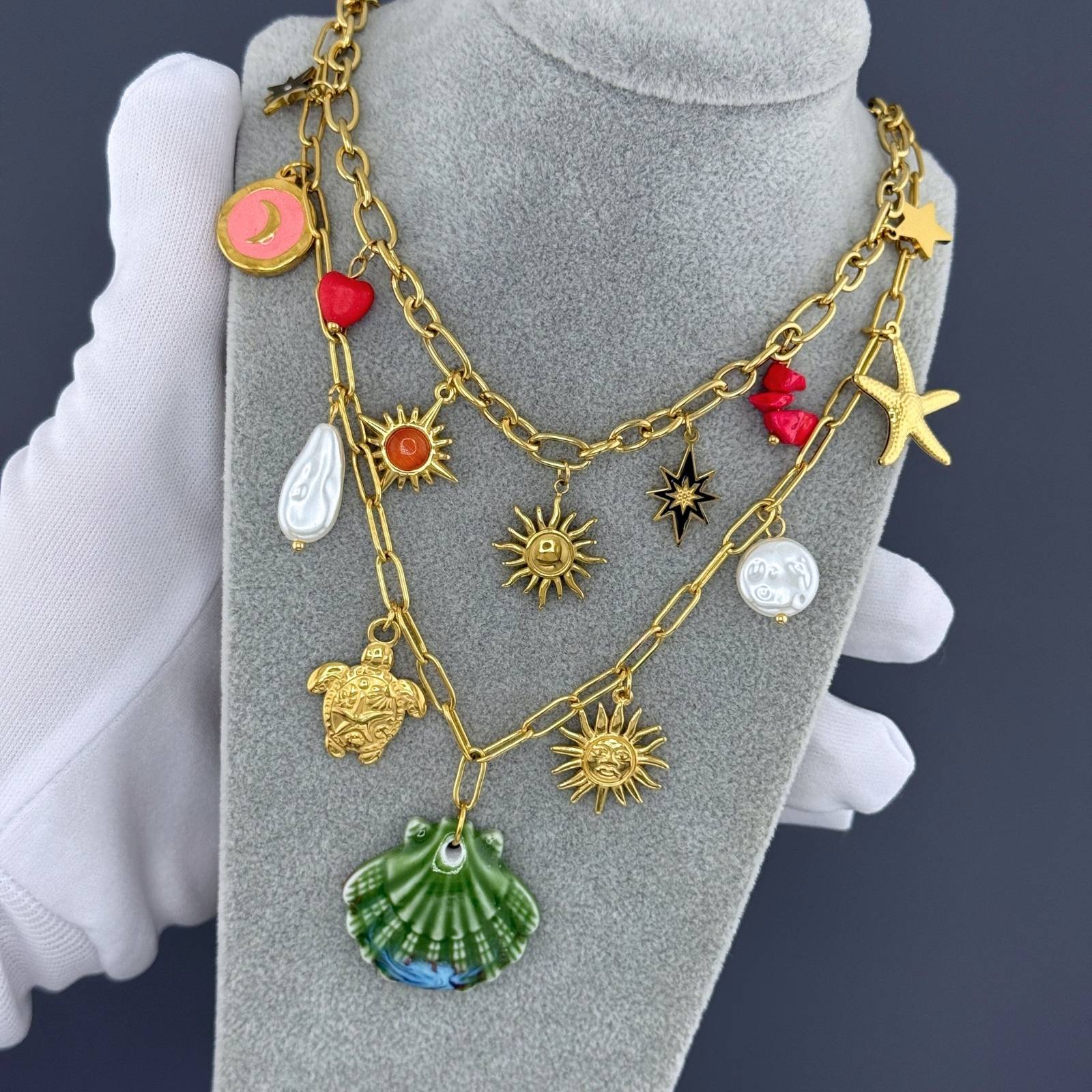 Seashell Necklace, 18K Gold Plated Steel