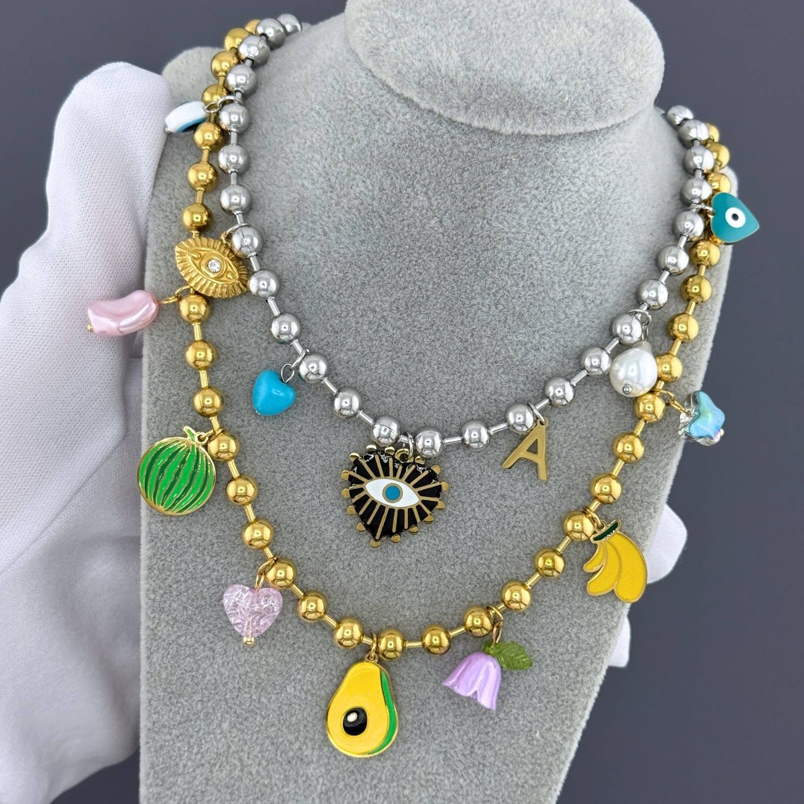 Necklace, 18K Gold Plated Steel