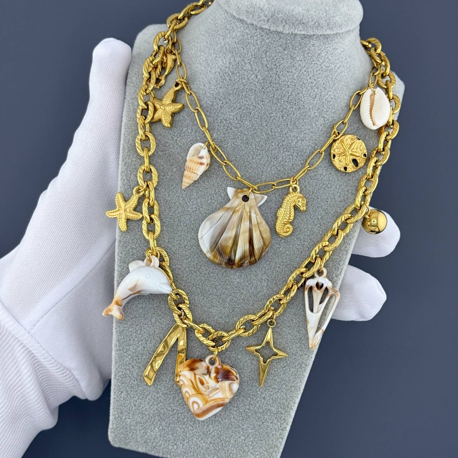 Heart Necklace, 18K Gold Plated Steel