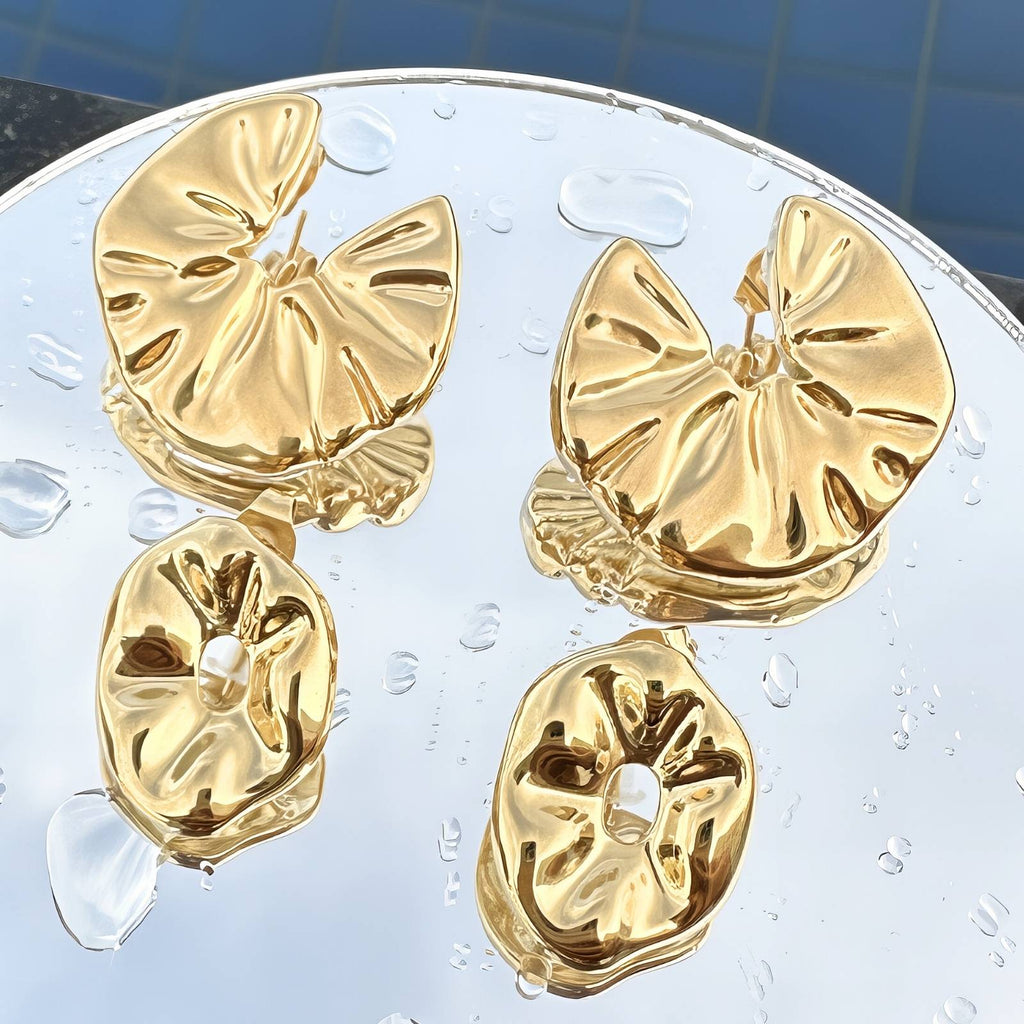 Earrings, 18K Gold Plated Steel
