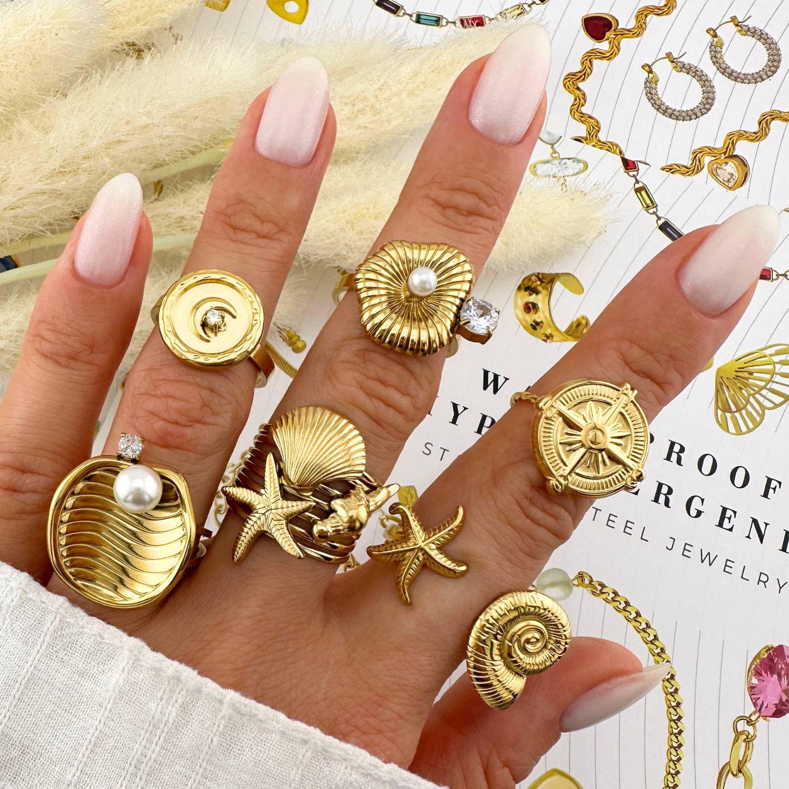 Ring, 18K Gold Plated Steel