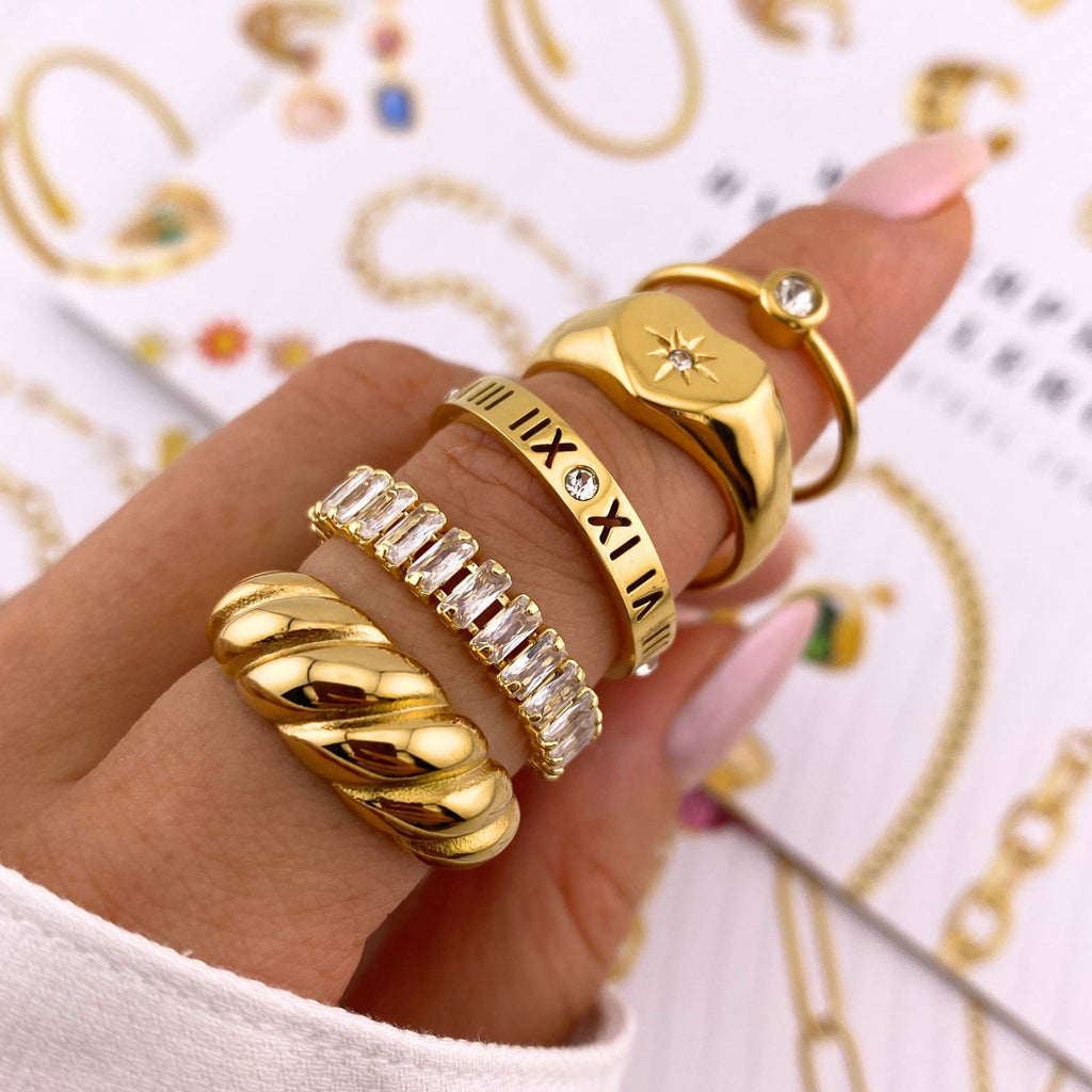 Heart Ring, 18K Gold Plated Steel