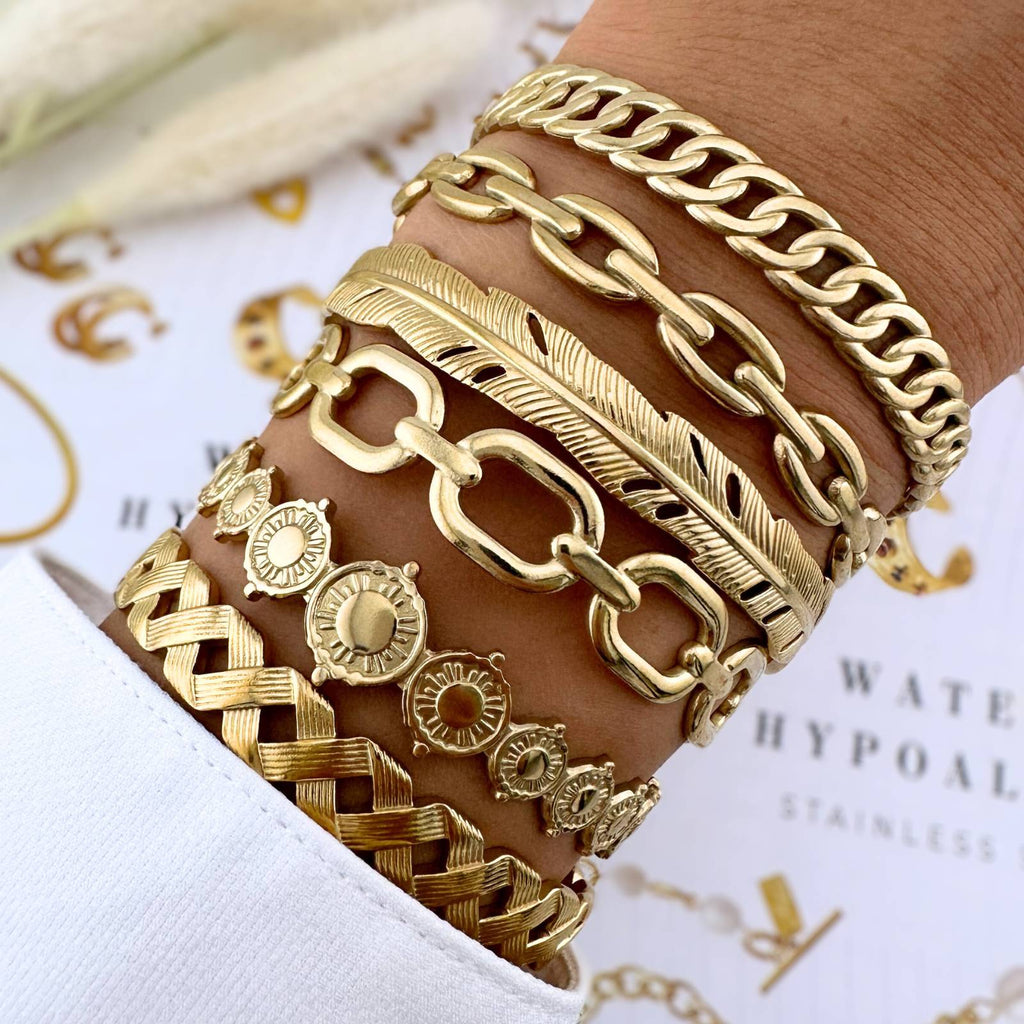 Sun Bracelet, 18K Gold Plated Steel