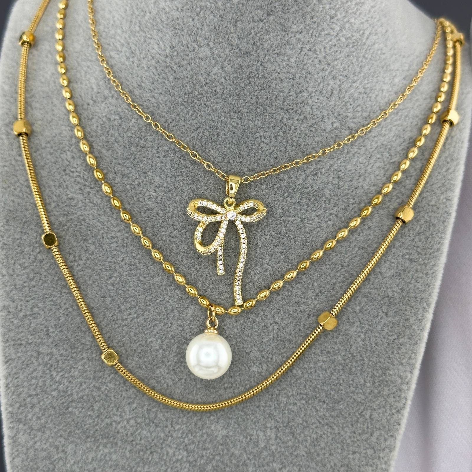 Necklace, 18K Gold Plated Steel