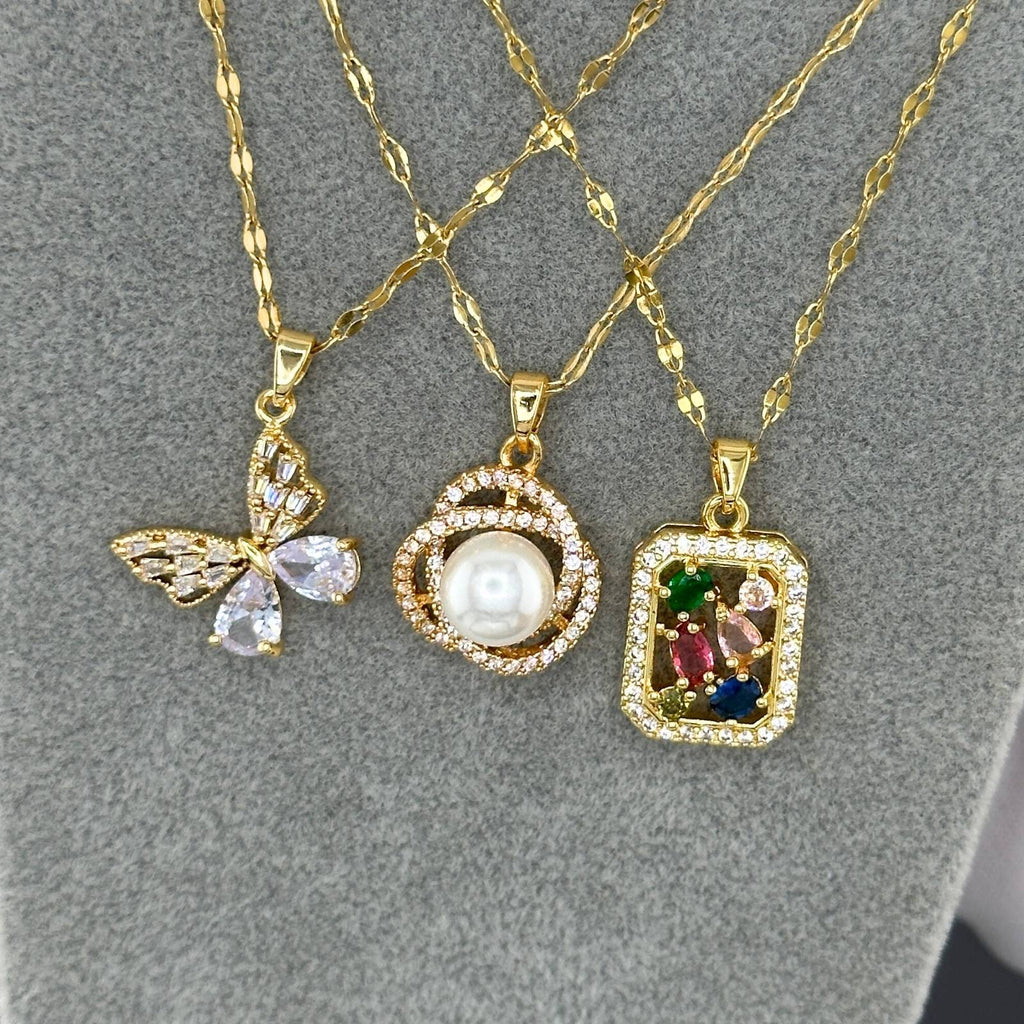 Necklace, 18K Gold Plated Steel