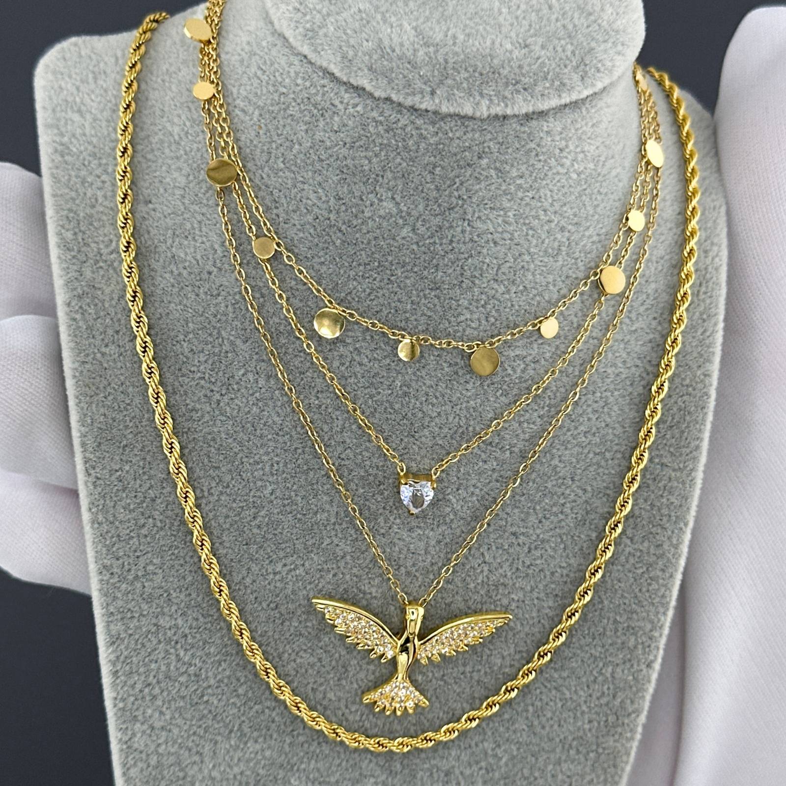 Necklace, 18K Gold Plated Steel