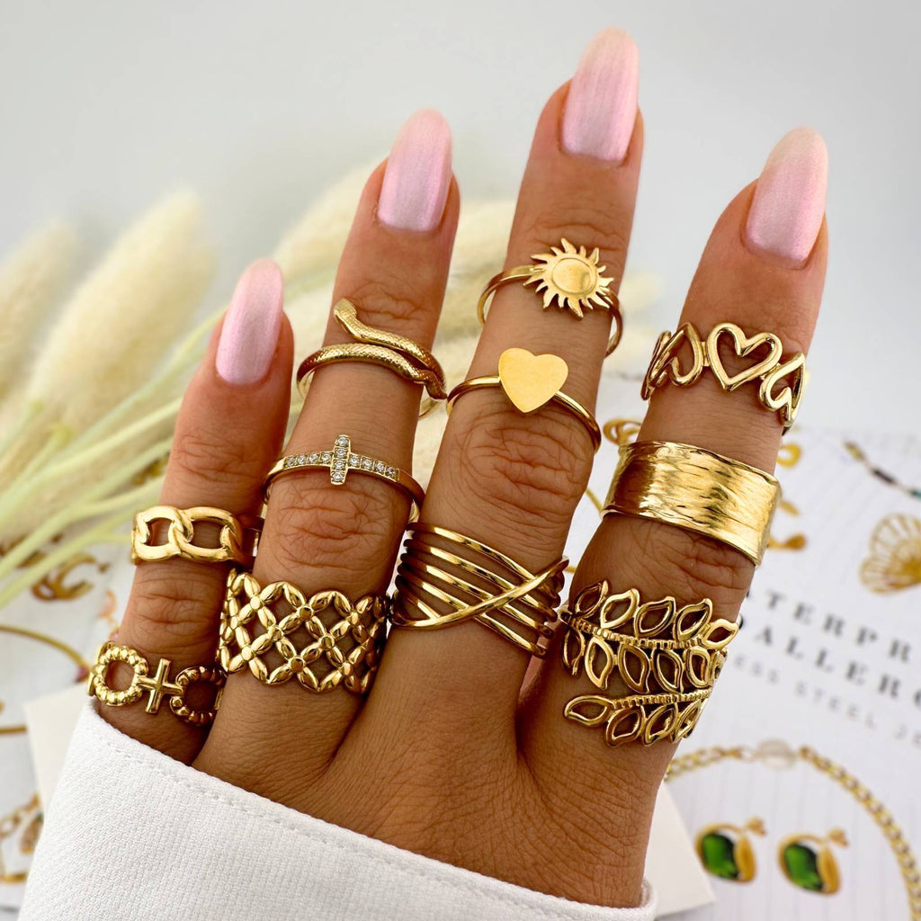 Heart Ring, 18K Gold Plated Steel