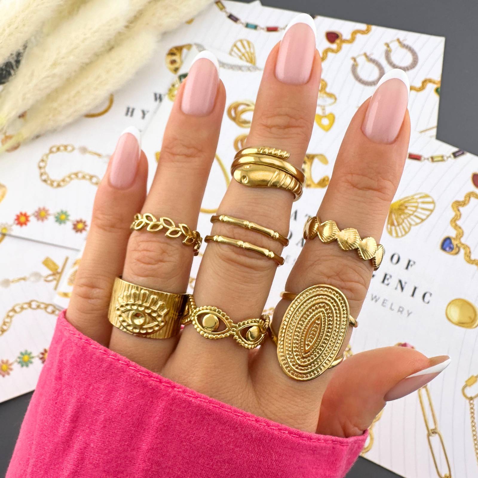 Seashells Ring, 18K Gold Plated Steel
