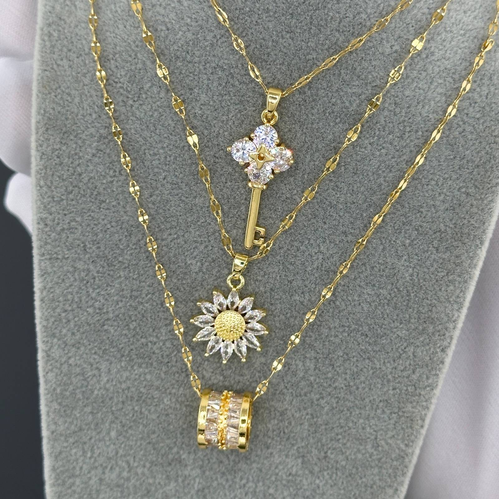 Key Necklace, 18K Gold Plated Steel