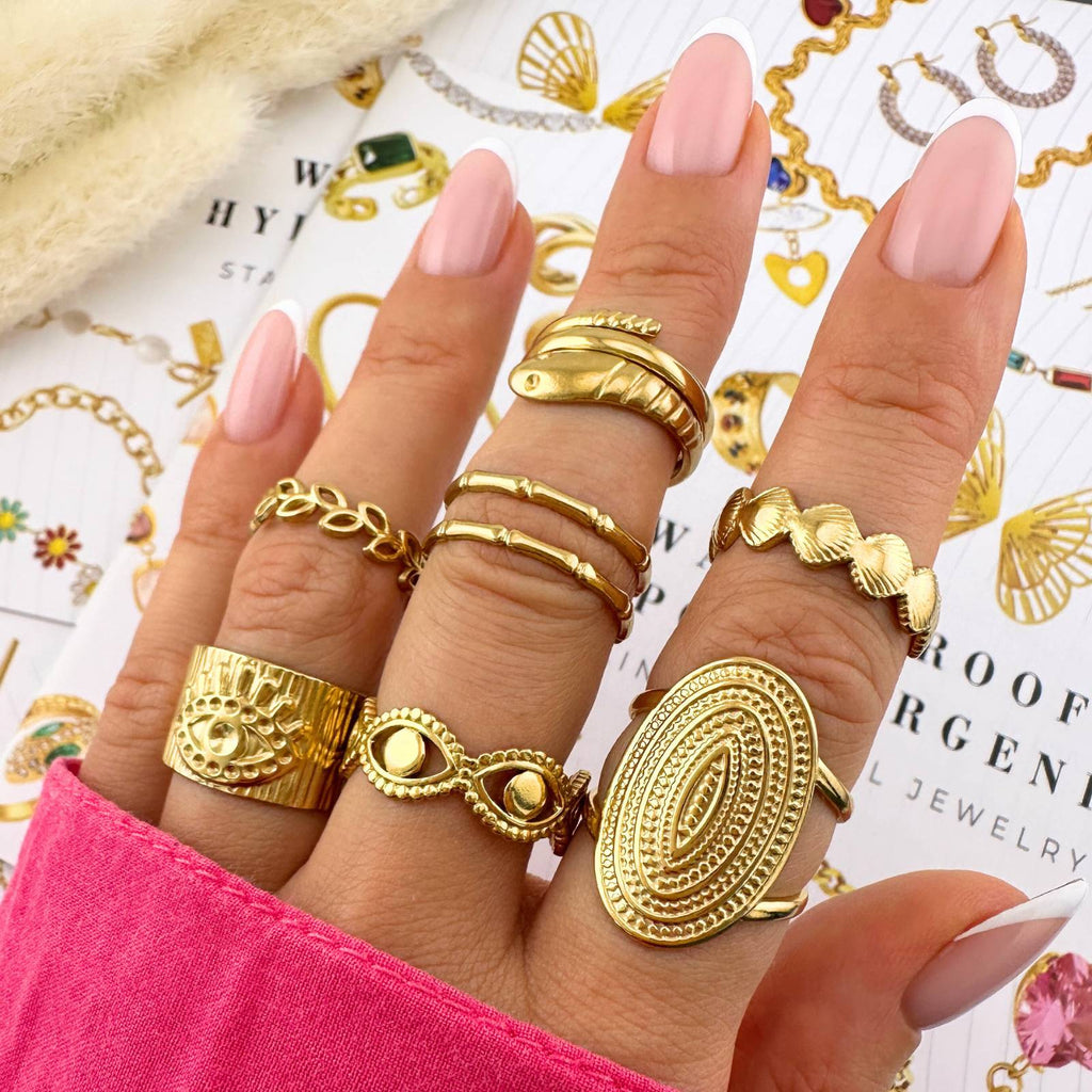 Ring, 18K Gold Plated Steel