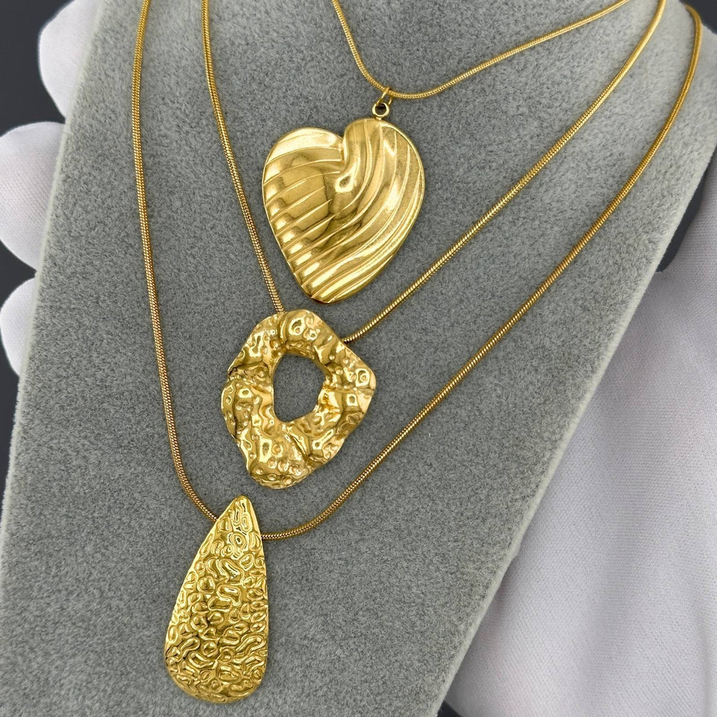 Heart Necklace, 18K Gold Plated Steel