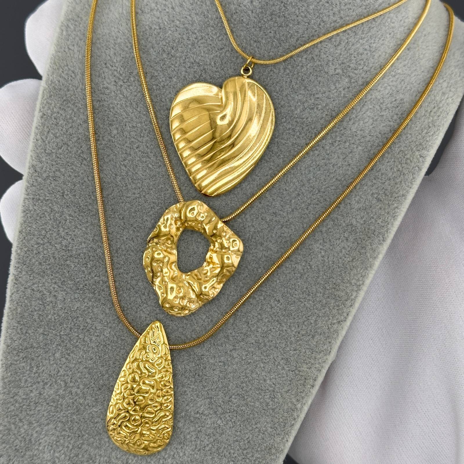 Heart Necklace, 18K Gold Plated Steel