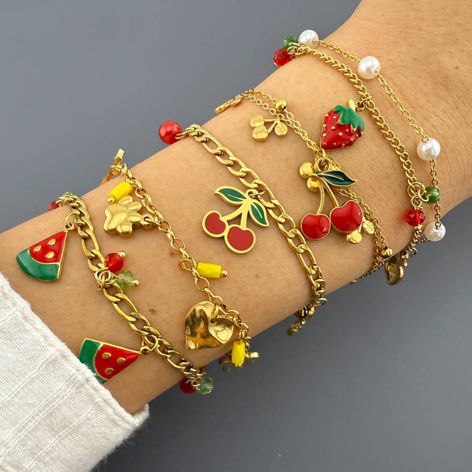 watermelon Bracelet, 18K Gold Plated Steel