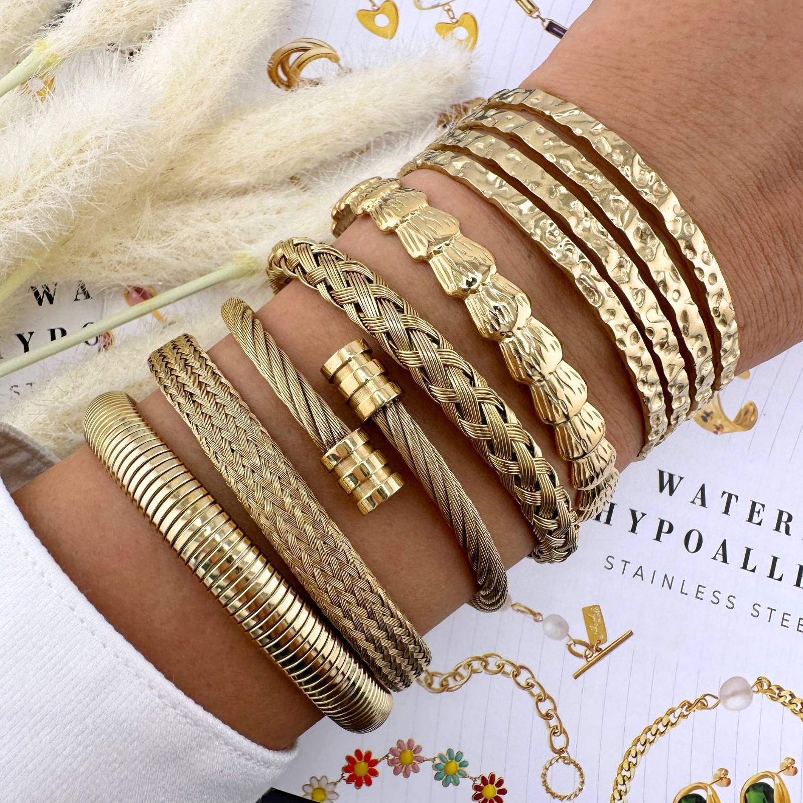 Bracelet, 18K Gold Plated Steel