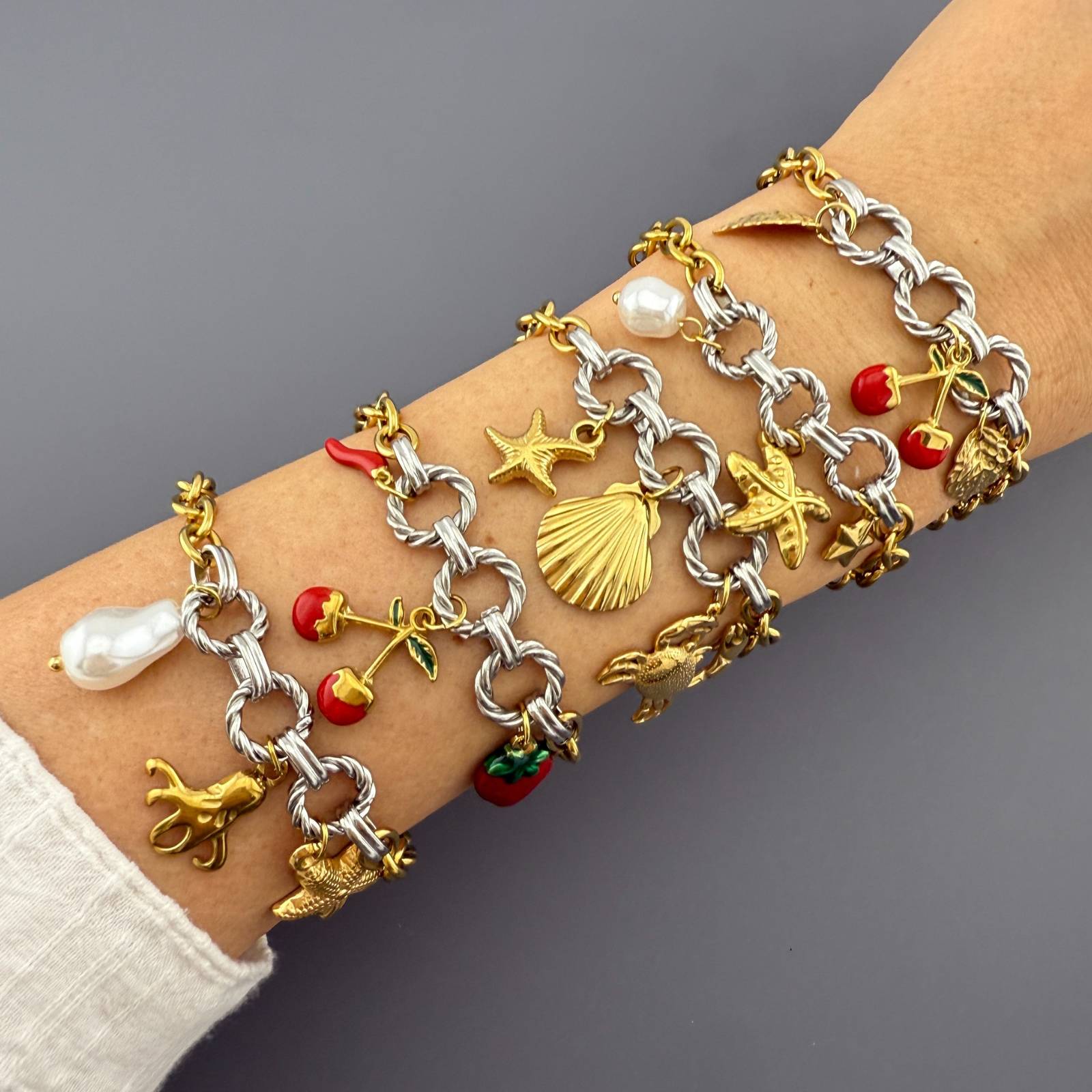 Starfish Bracelet, 18K Gold Plated Steel