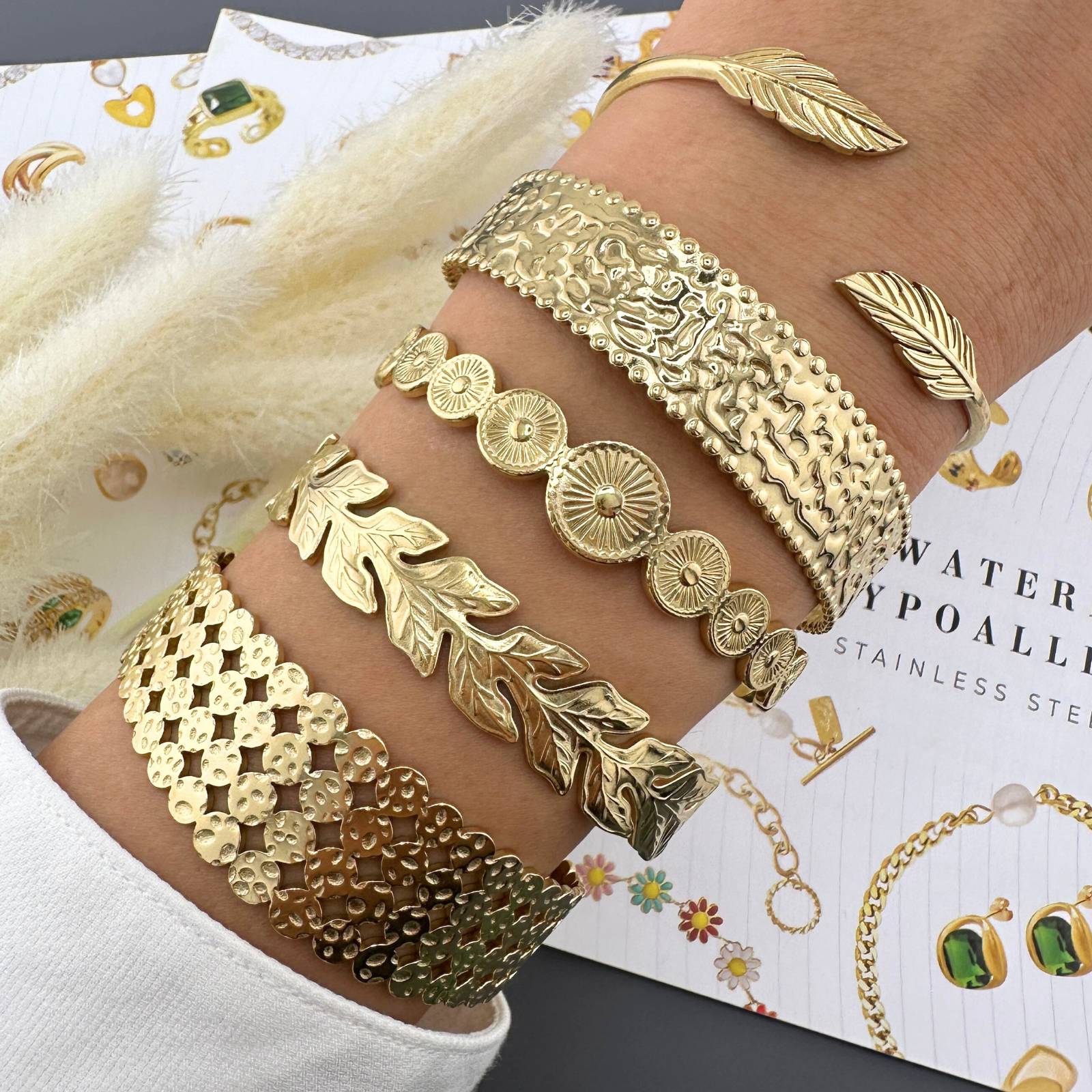 Bracelet, 18K Gold Plated Steel