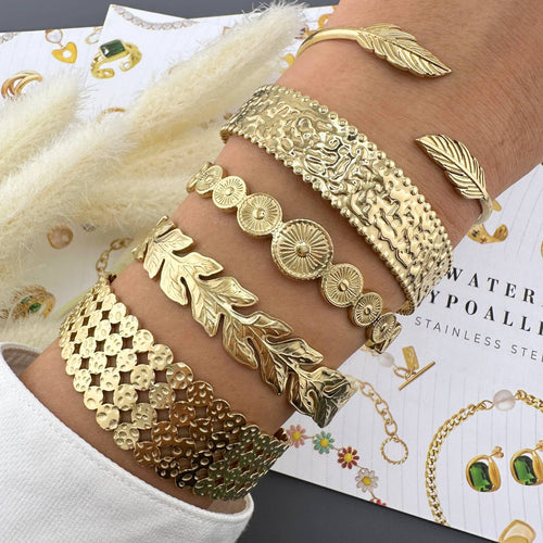 Bracelet, 18K Gold Plated Steel