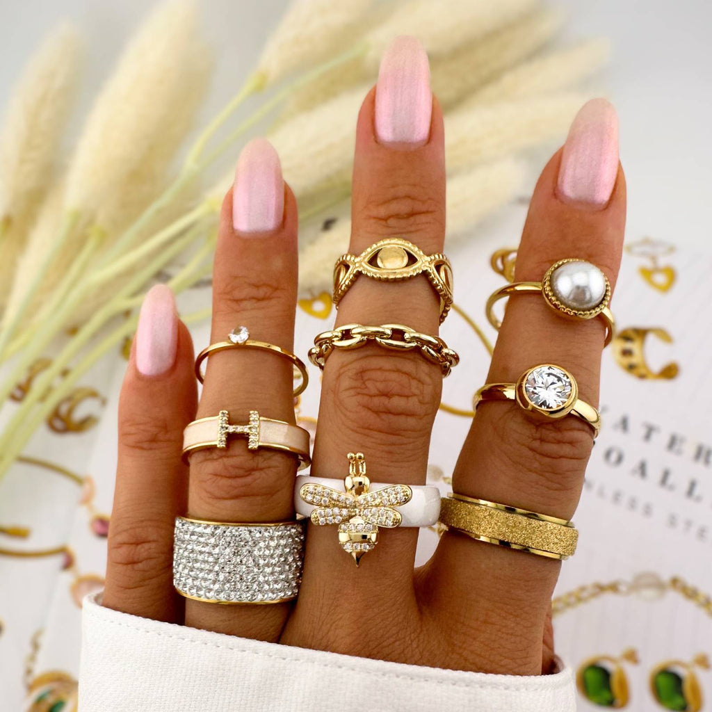 Ring, 18K Gold Plated Steel