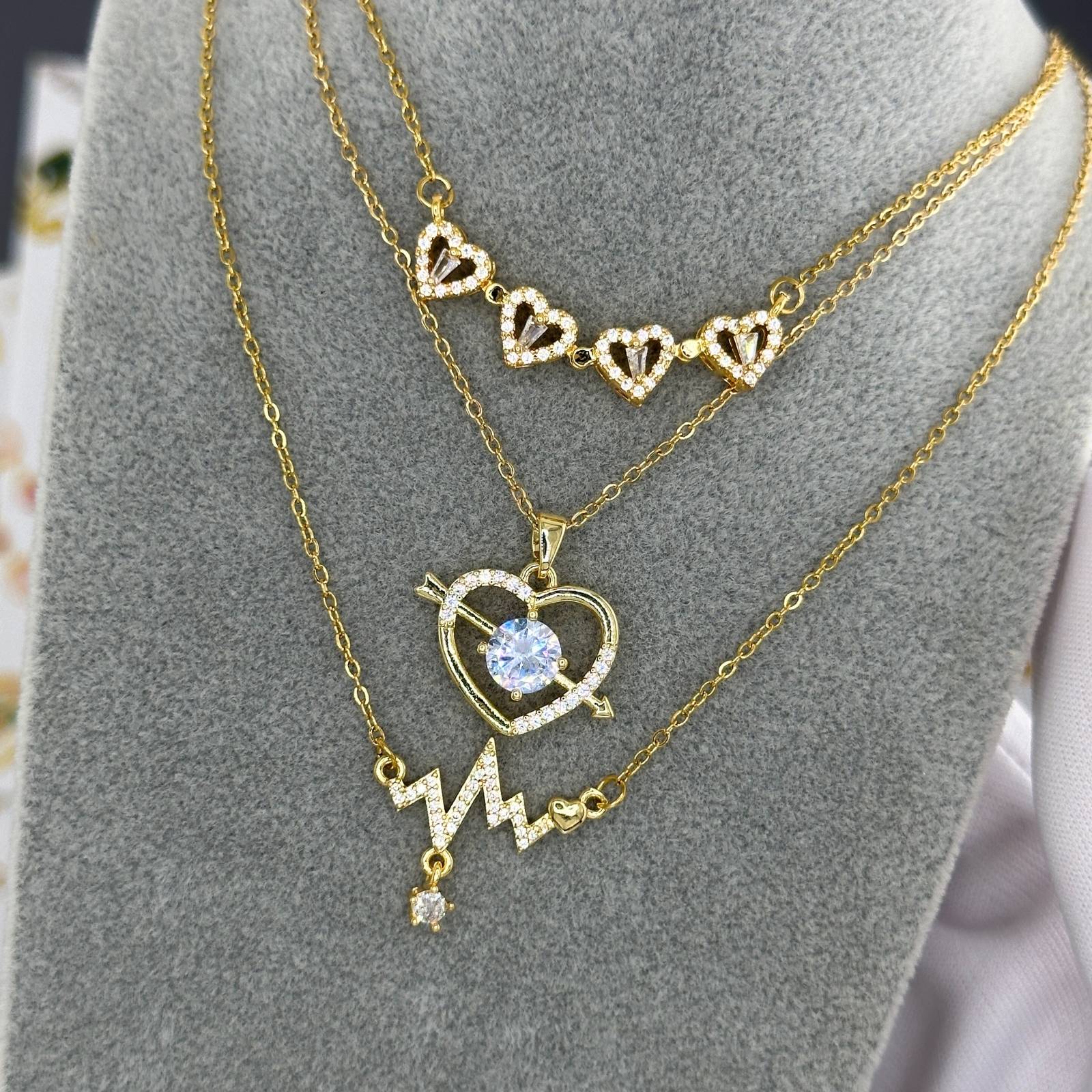 Flower Necklace, 18K Gold Plated Steel
