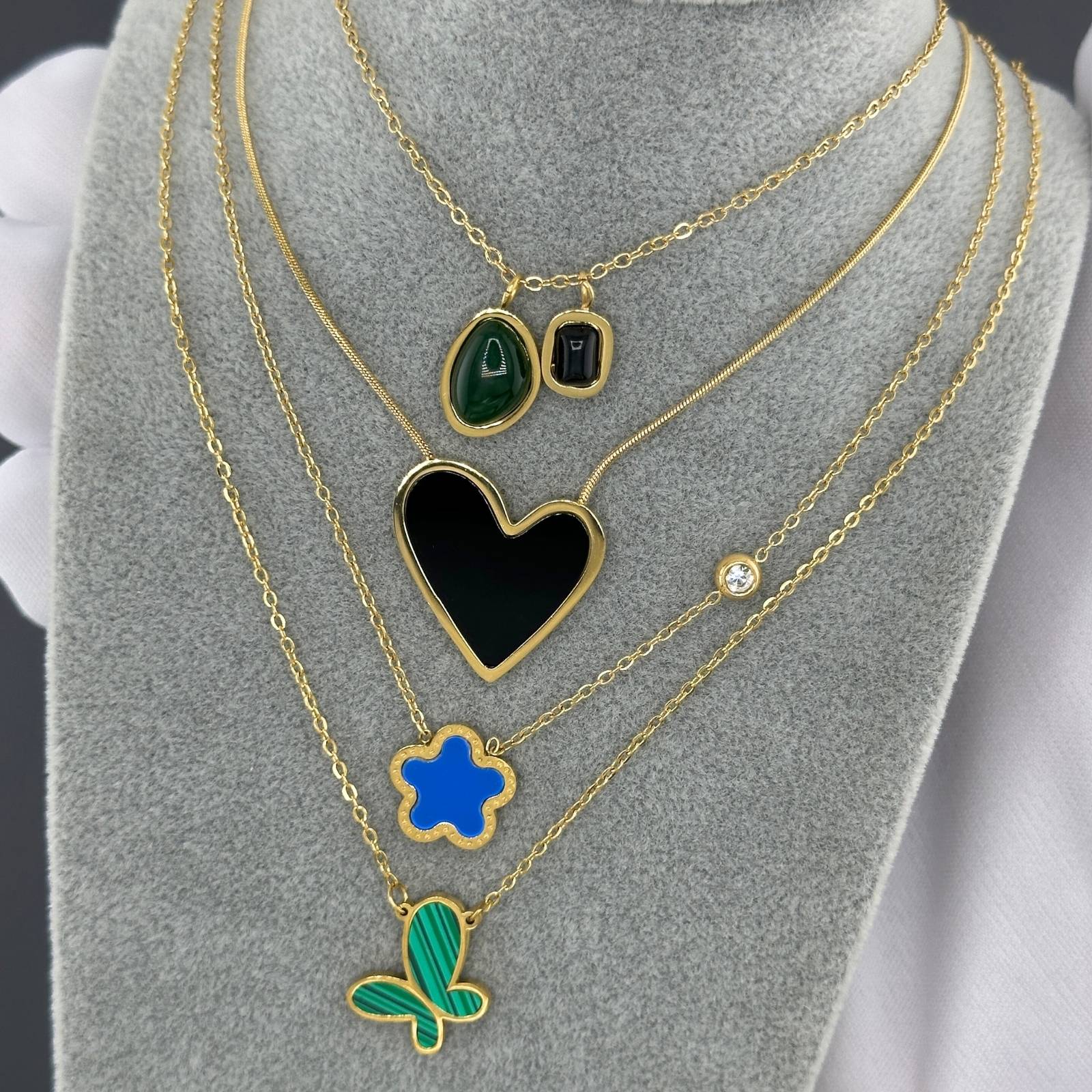 Flower Necklace, 18K Gold Plated Steel