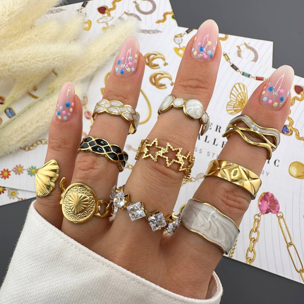 Stars Ring, 18K Gold Plated Steel