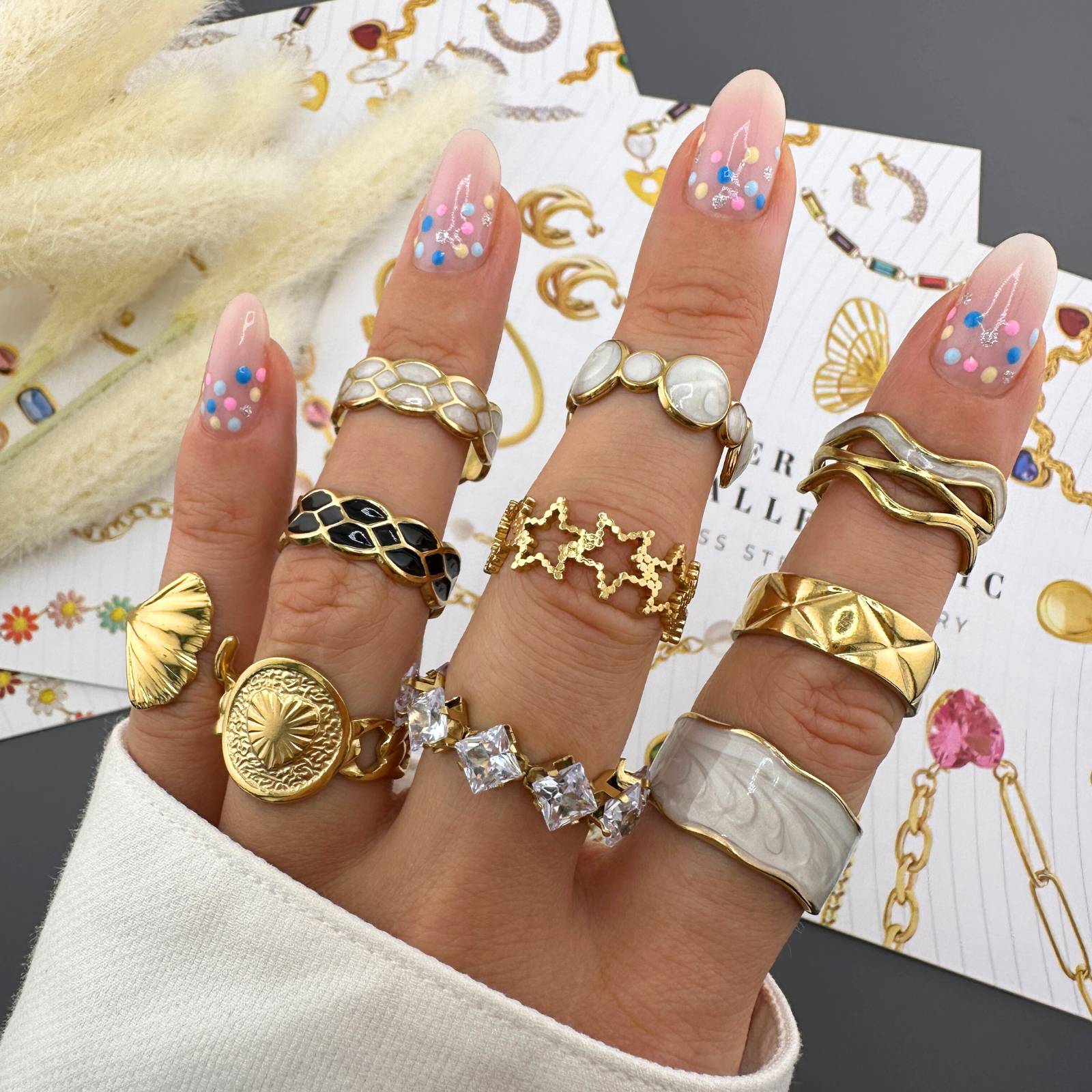 Stars Ring, 18K Gold Plated Steel