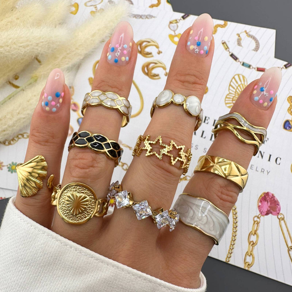 Stars Ring, 18K Gold Plated Steel