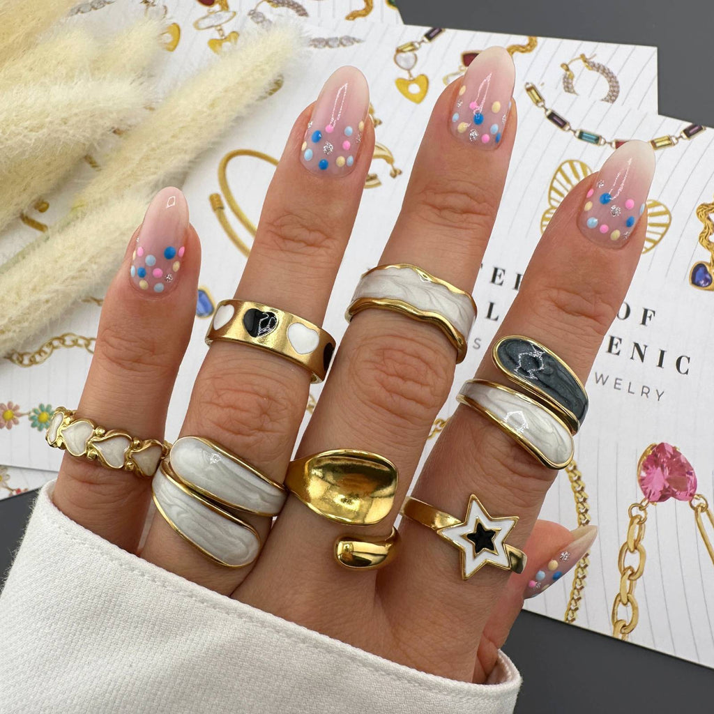 Hearts Ring, 18K Gold Plated Steel