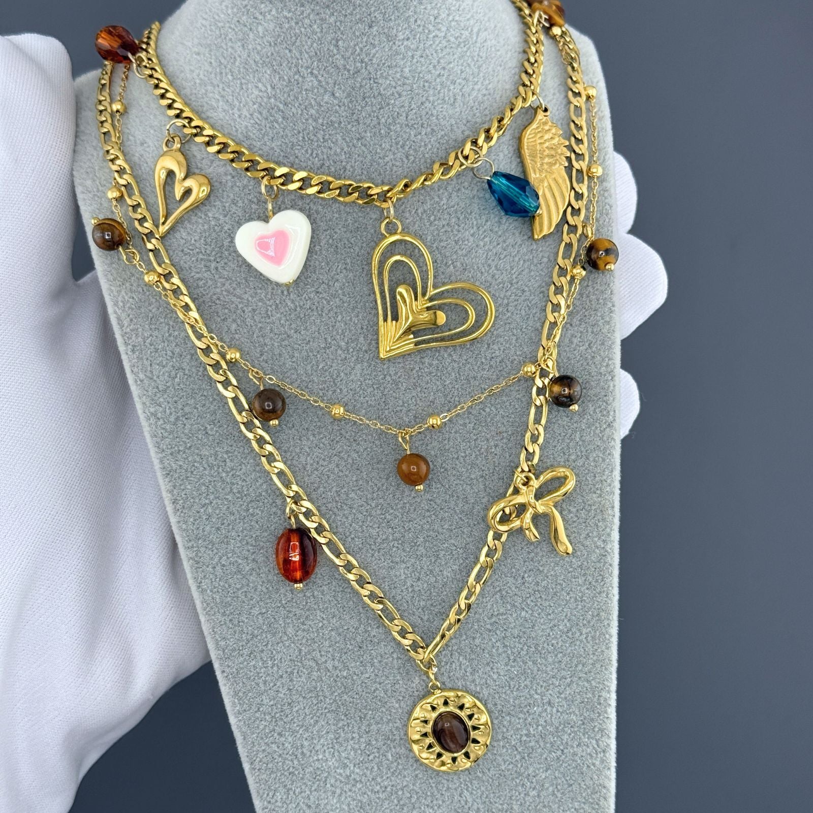 Bow Necklace, 18K Gold Plated Steel