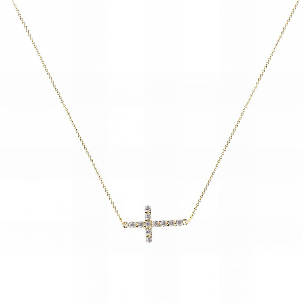 Crosses Necklace, 18K Gold Plated Steel