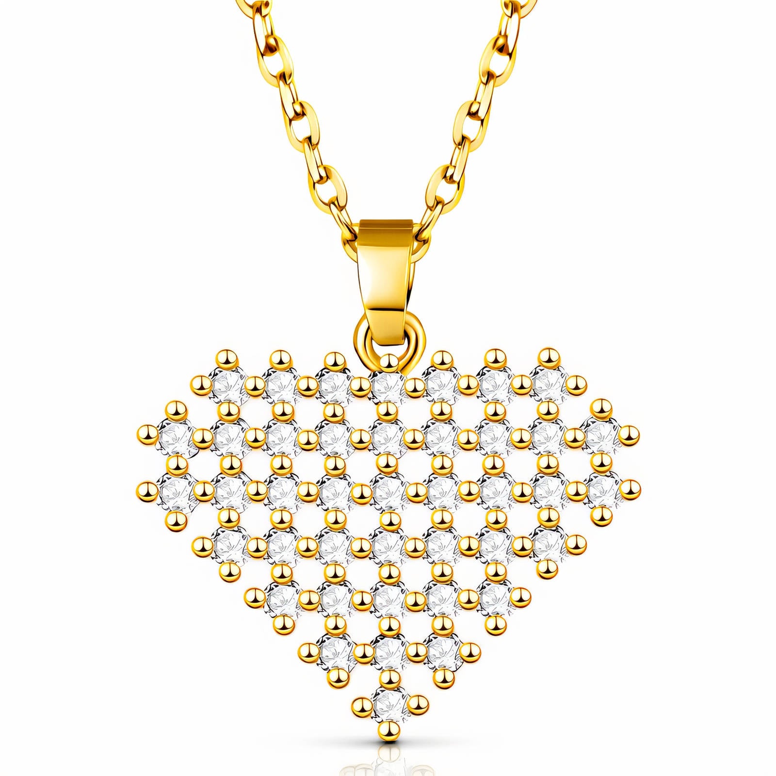 Heart Necklace, 18K Gold Plated Steel