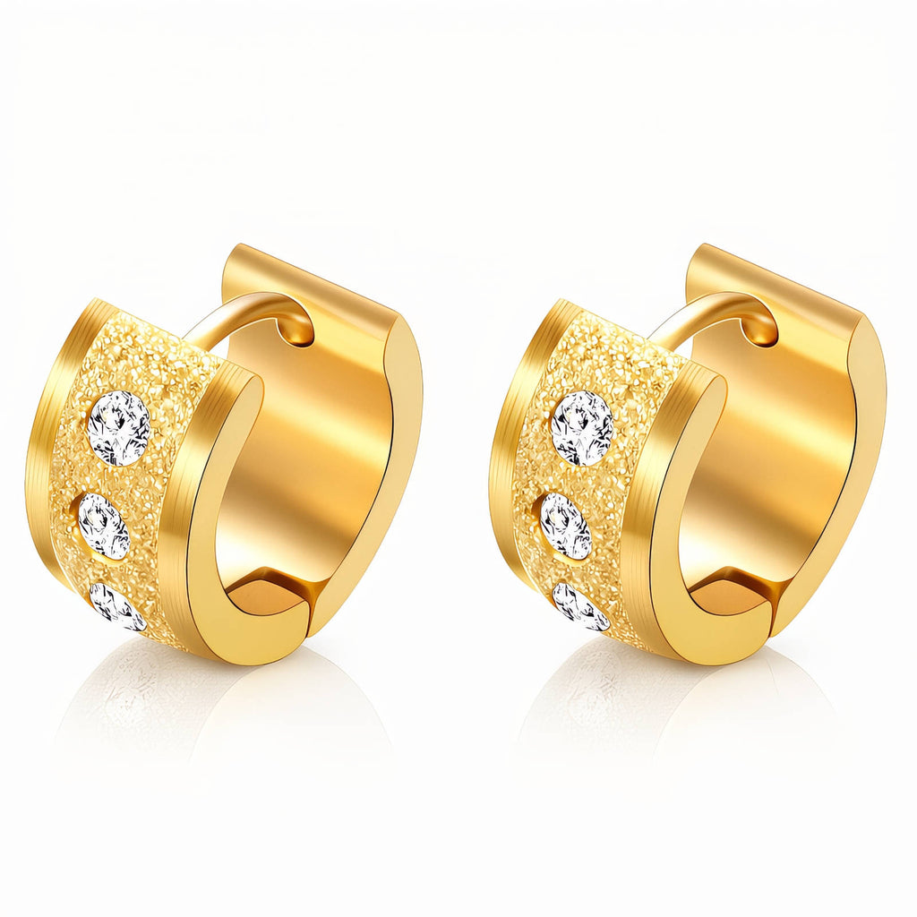 Earrings, 18K Gold Plated Steel