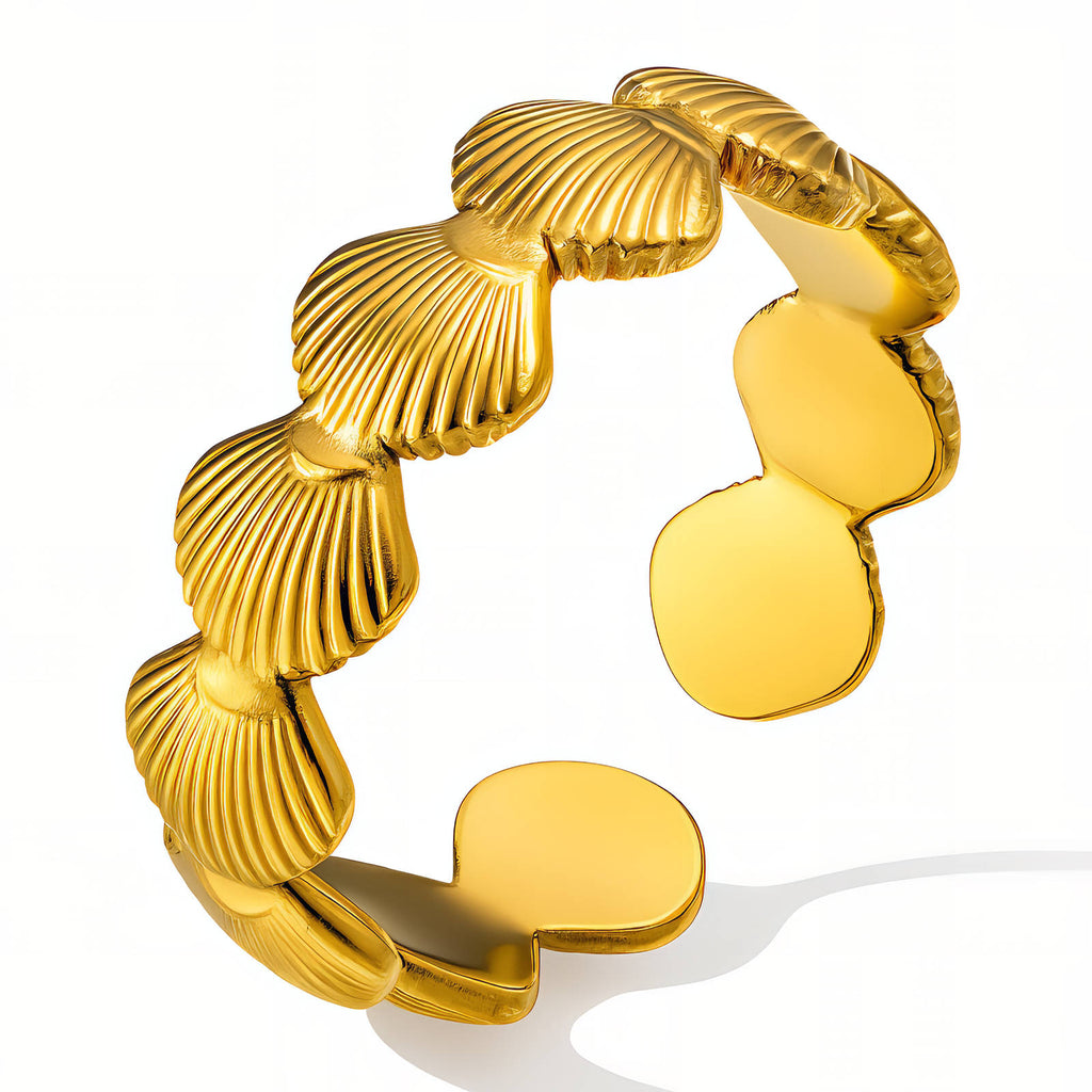 Seashells Ring, 18K Gold Plated Steel